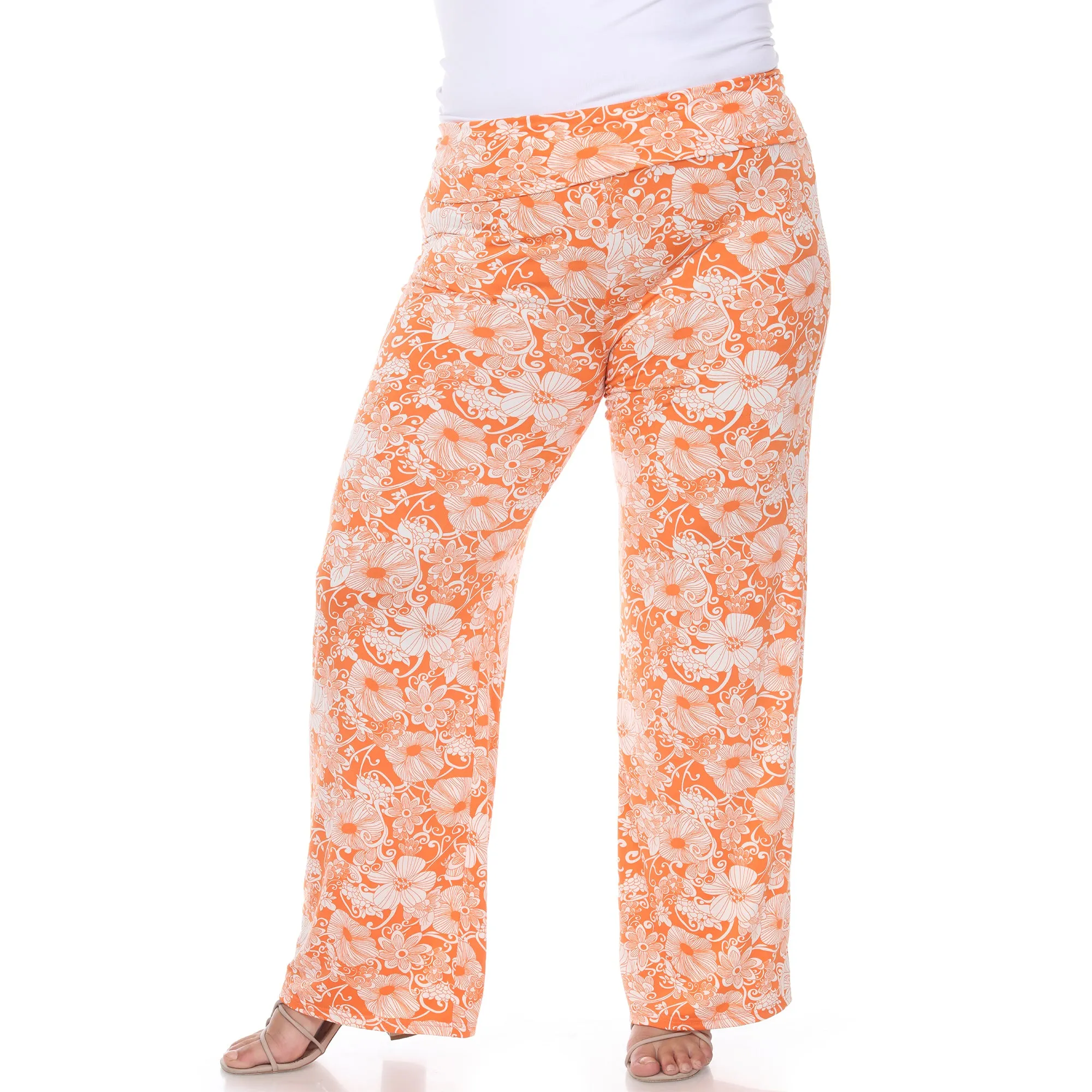Women's Plus Size Flower Paisley Palazzo Pants sold by White Mark