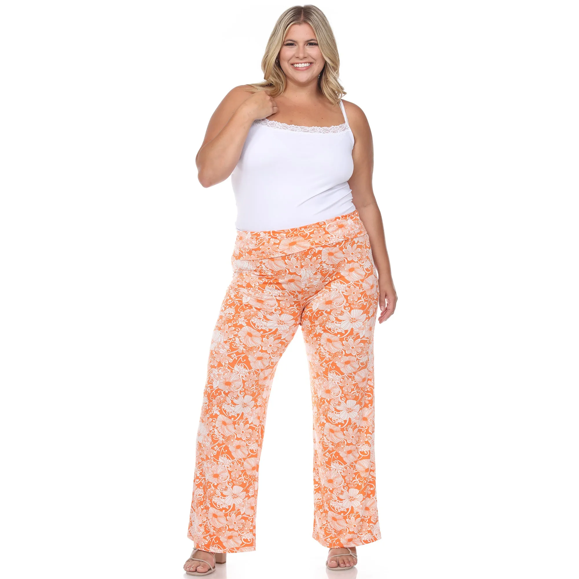 Women's Plus Size Flower Paisley Palazzo Pants sold by White Mark product image thumbnail 5