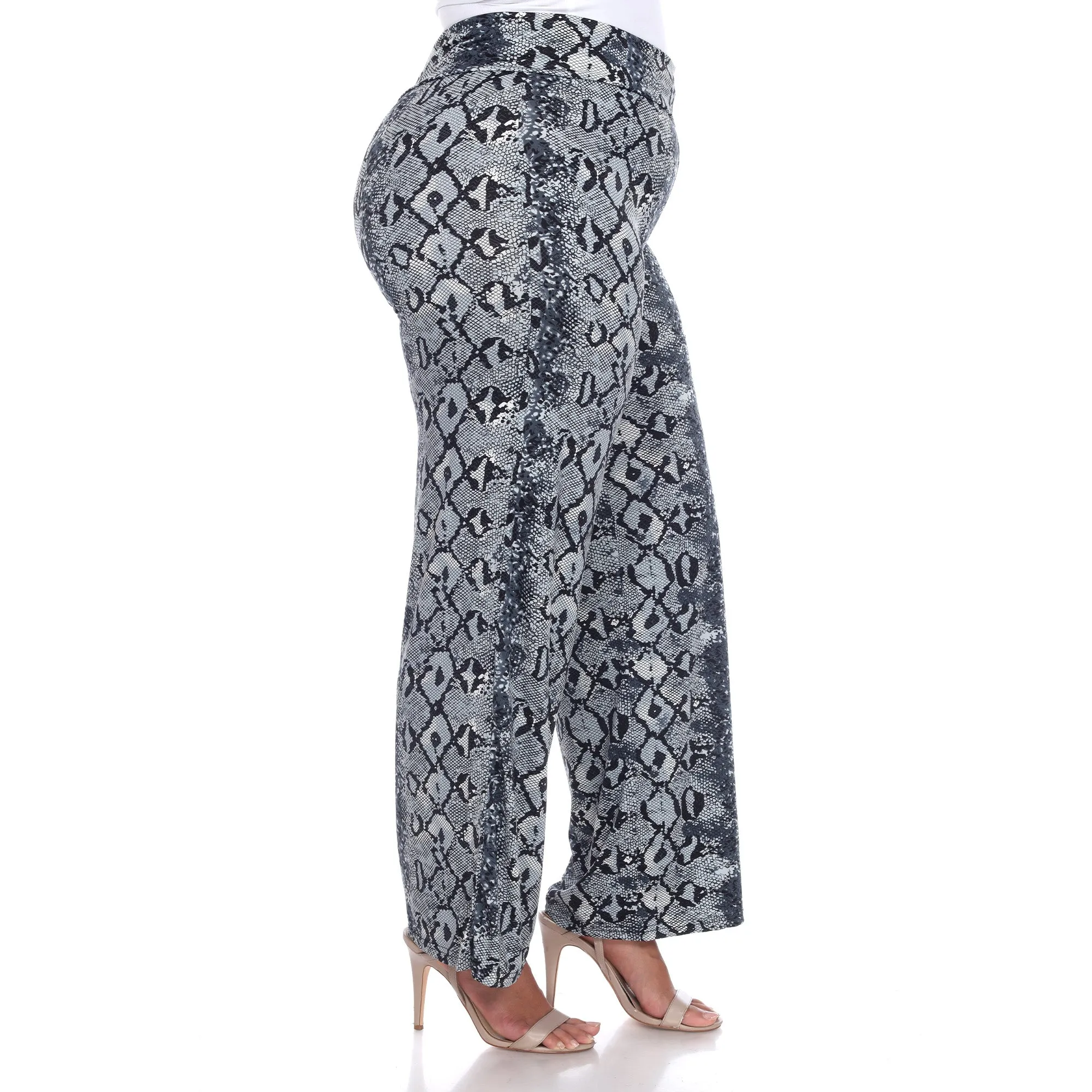Women's Plus Size Snake Print Palazzo Pants sold by White Mark product image thumbnail 3