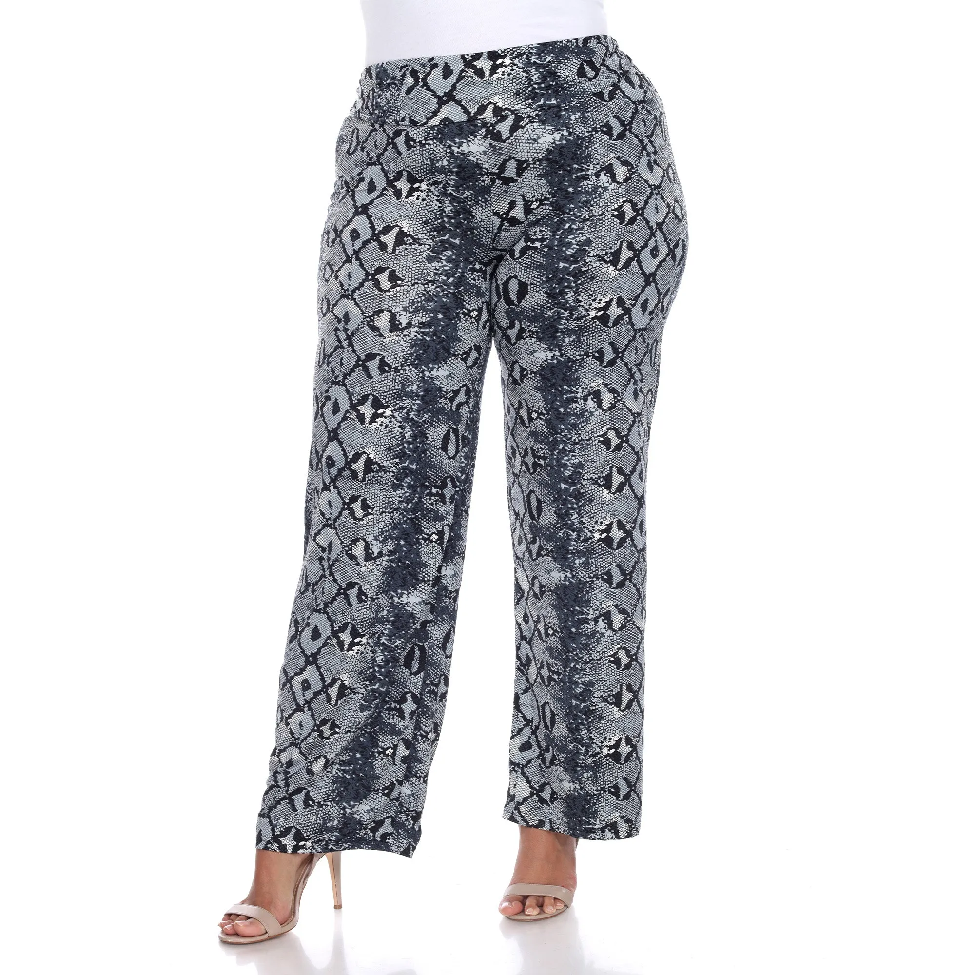 Women's Plus Size Snake Print Palazzo Pants sold by White Mark