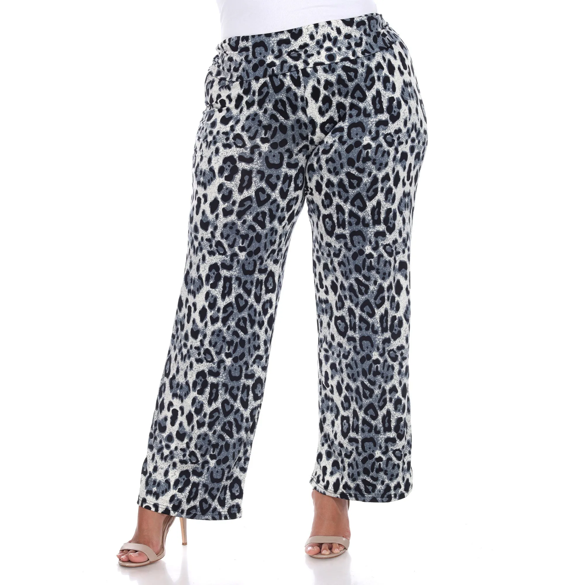 Women's Plus Size Cheetah Print Palazzo Pants sold by White Mark