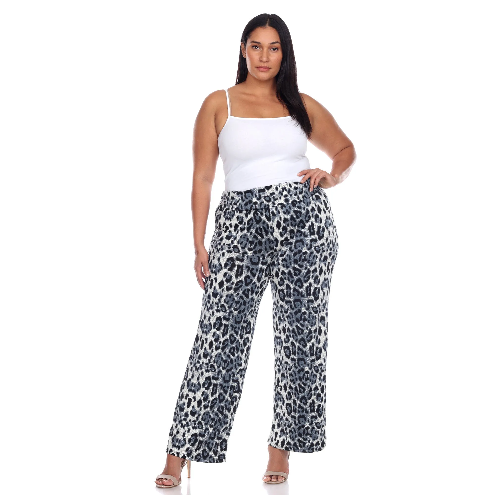 Women's Plus Size Cheetah Print Palazzo Pants sold by White Mark product image thumbnail 5