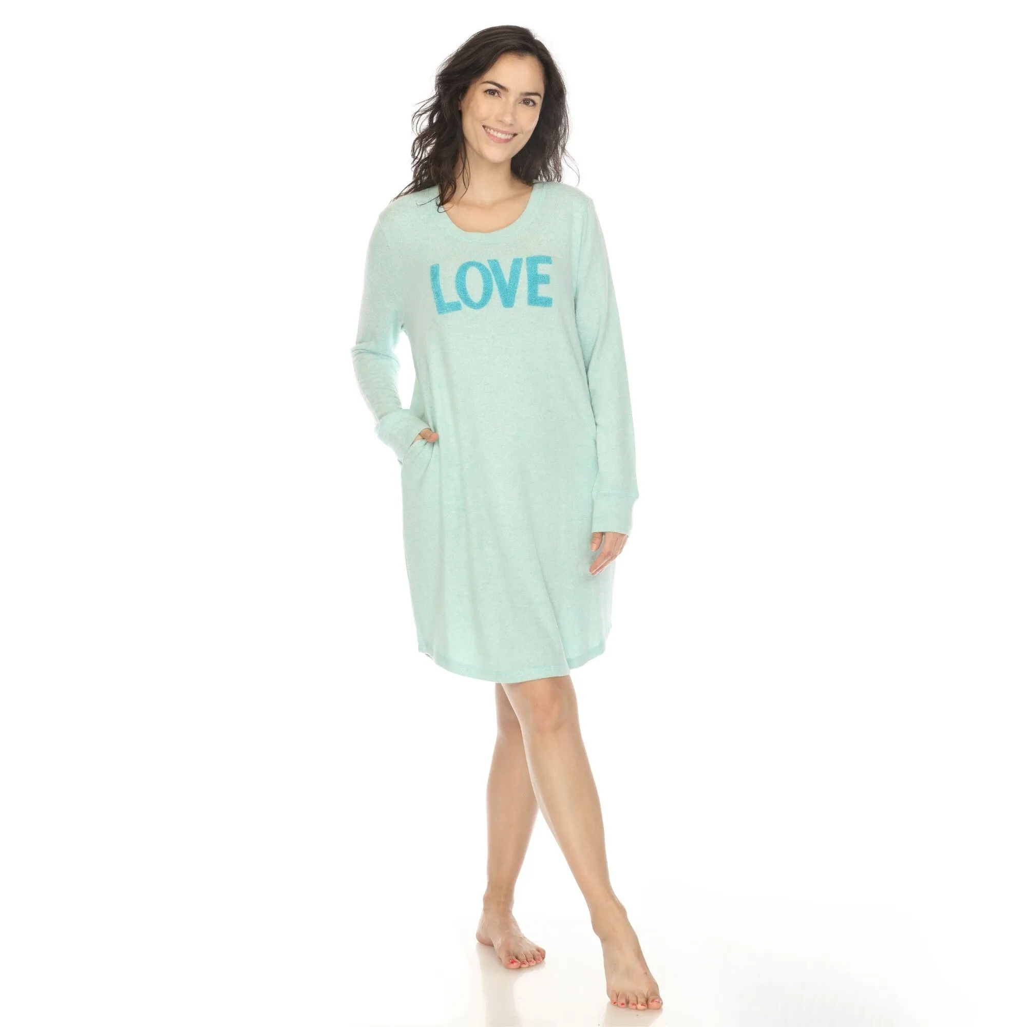 Women's Long Sleeve Sleep Shirt sold by White Mark product image thumbnail 5