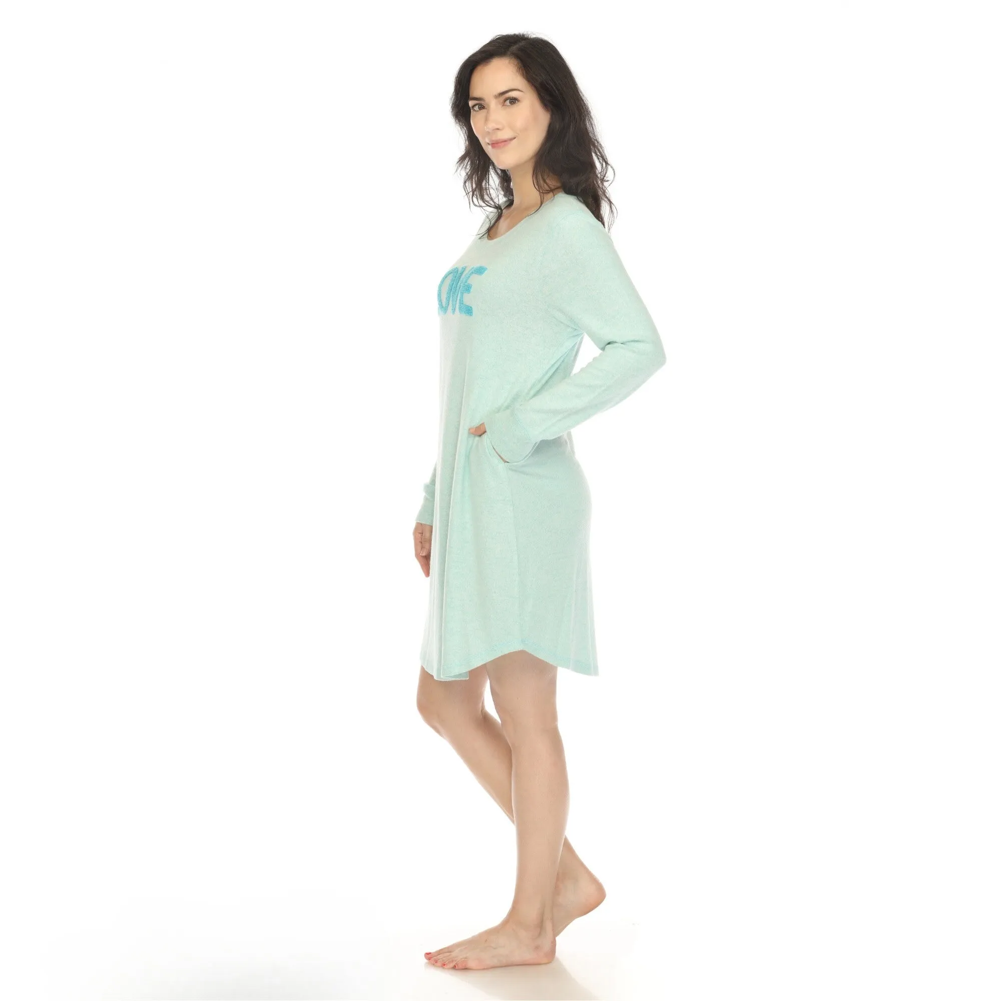 Women's Long Sleeve Sleep Shirt sold by White Mark product image thumbnail 2