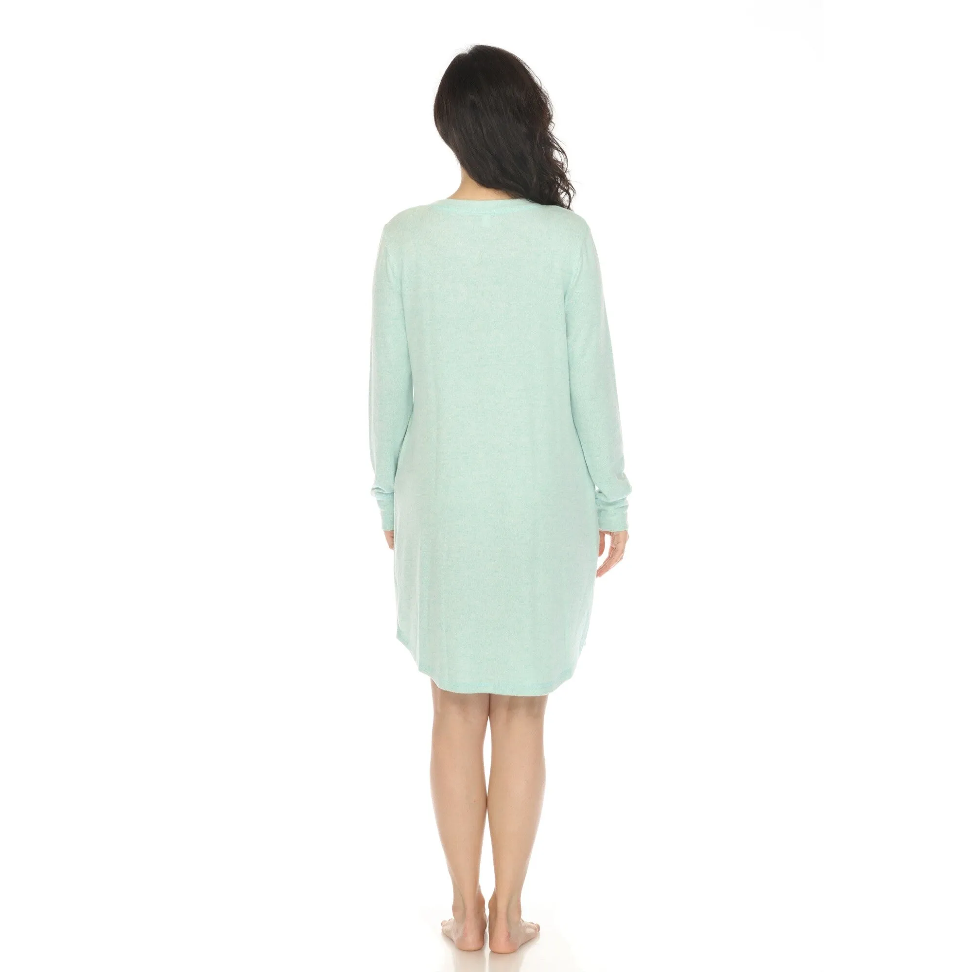 Women's Long Sleeve Sleep Shirt sold by White Mark product image thumbnail 3