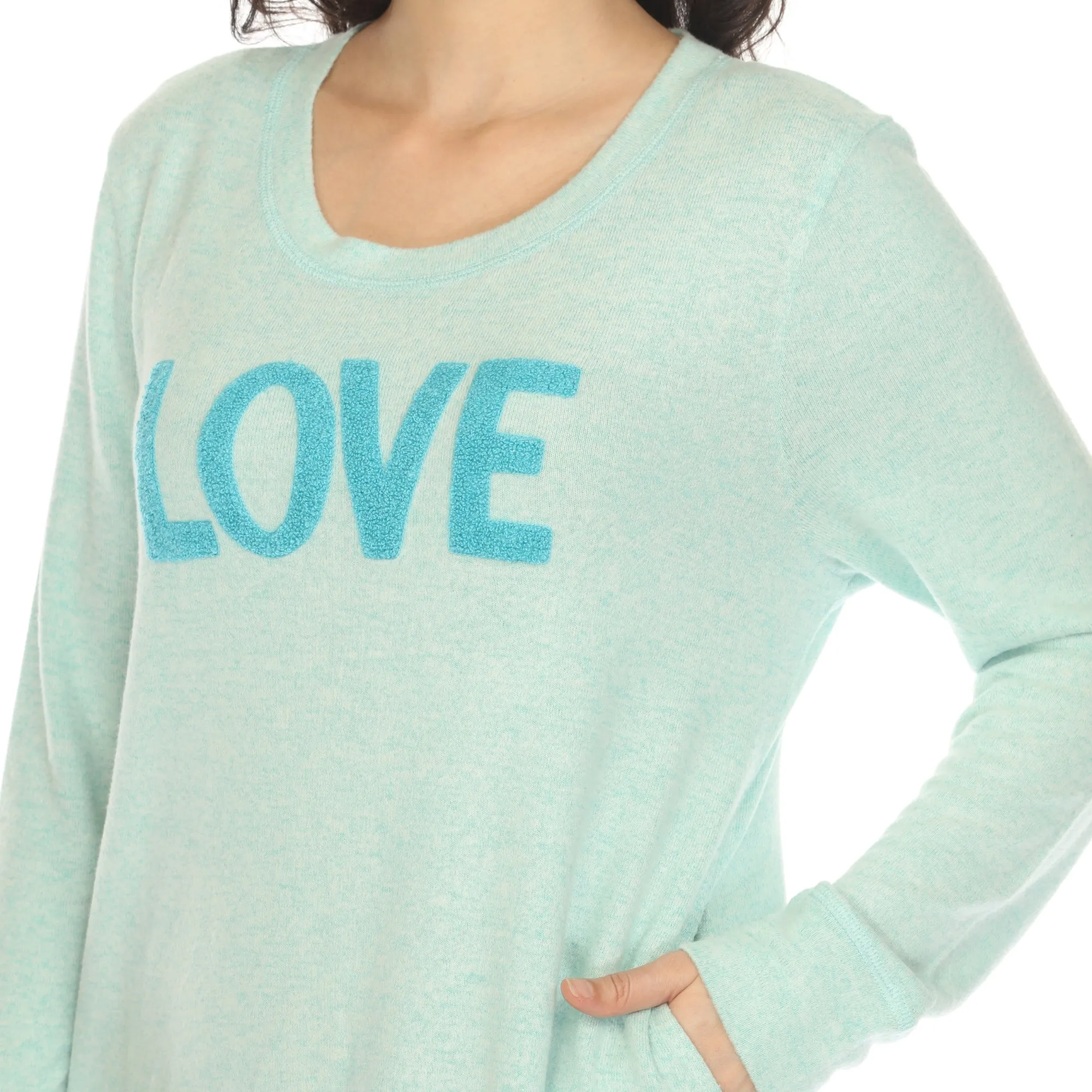 Women's Long Sleeve Sleep Shirt sold by White Mark product image thumbnail 4
