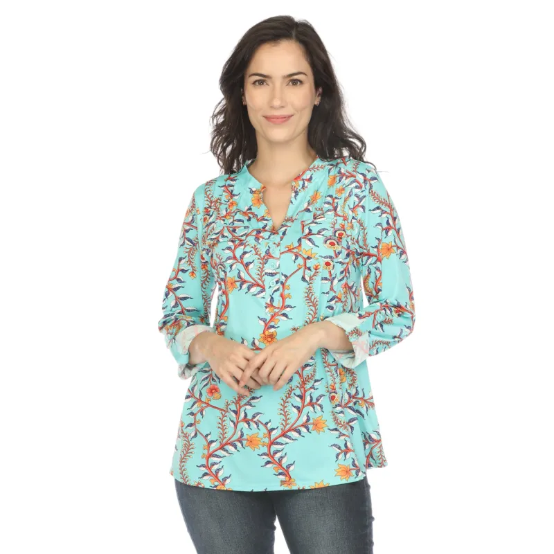 Women's Paisley Button Front Tunic Top sold by White Mark