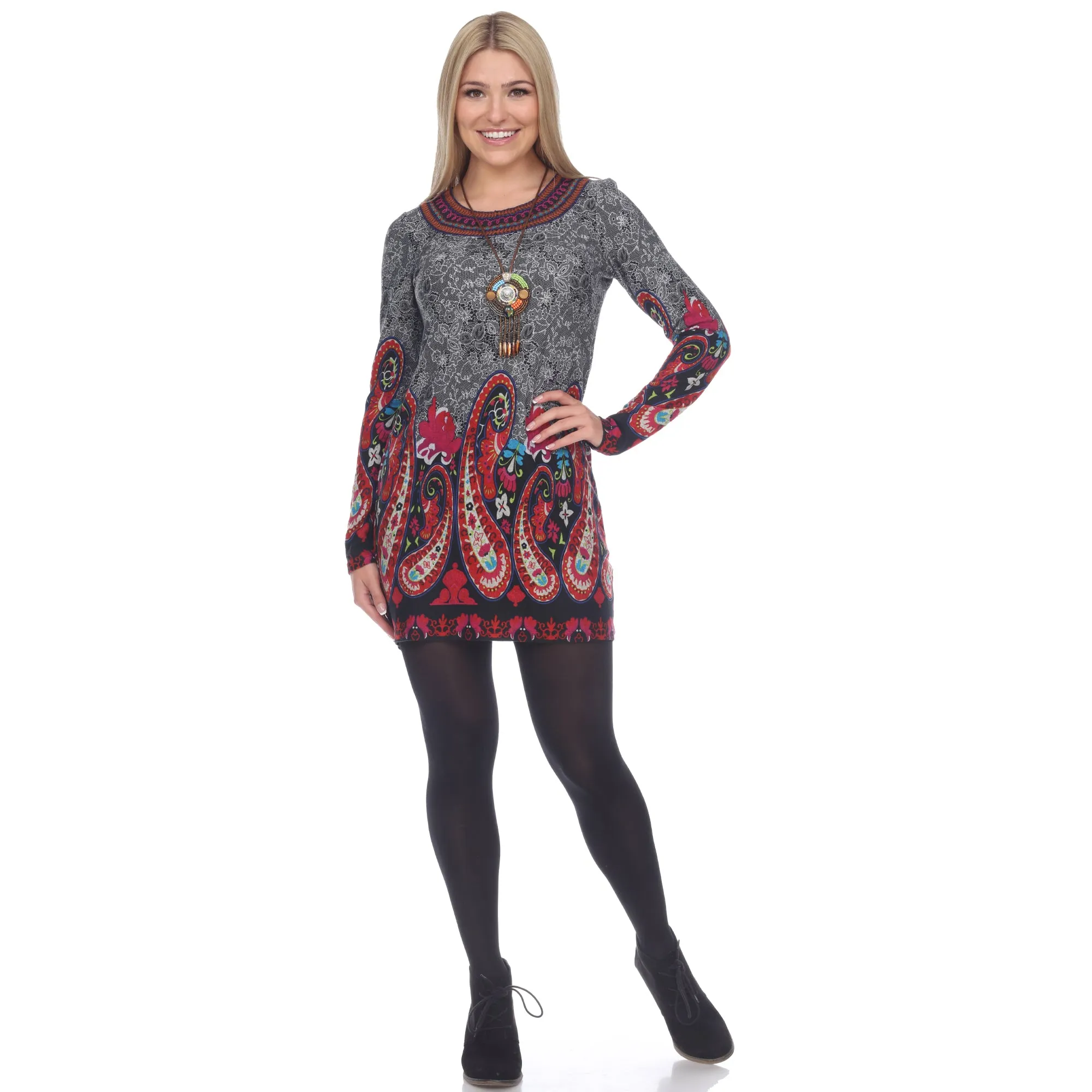 Women's Sandrine Embroidered Sweater Dress sold by White Mark