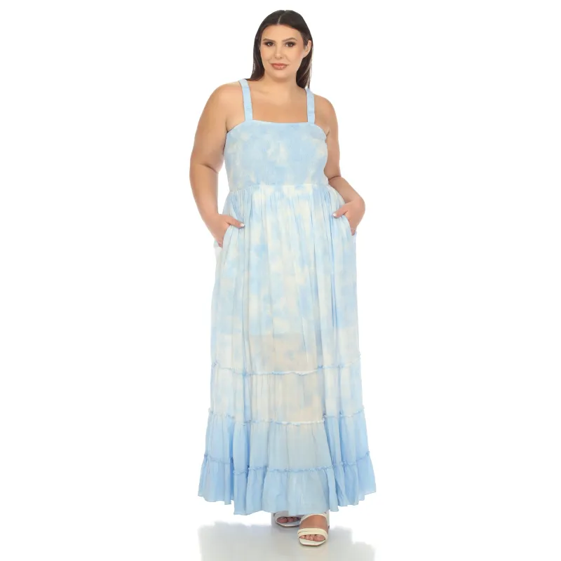 Women's Plus Size Smocked Ruffle Maxi Dress sold by White Mark
