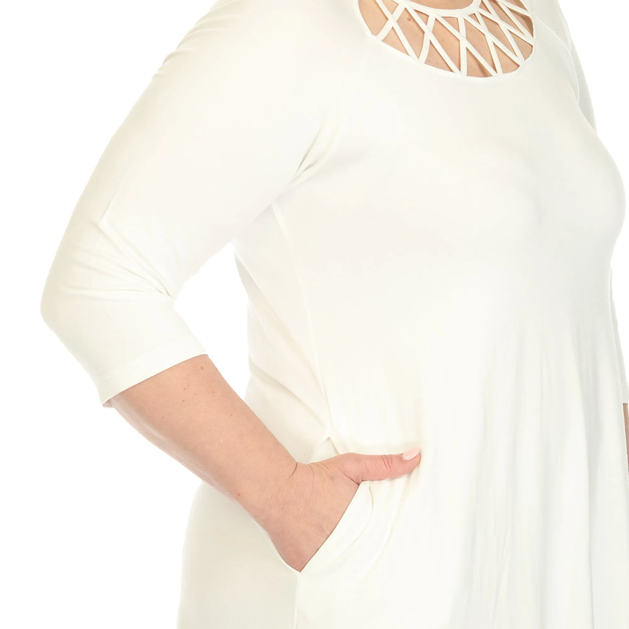 Women's Plus Size Criss Cross Neckline Swing Midi Dress sold by White Mark product image thumbnail 5