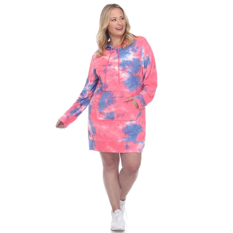 Women's Plus Size Hoodie Tie Dye Sweatshirt Dress sold by White Mark
