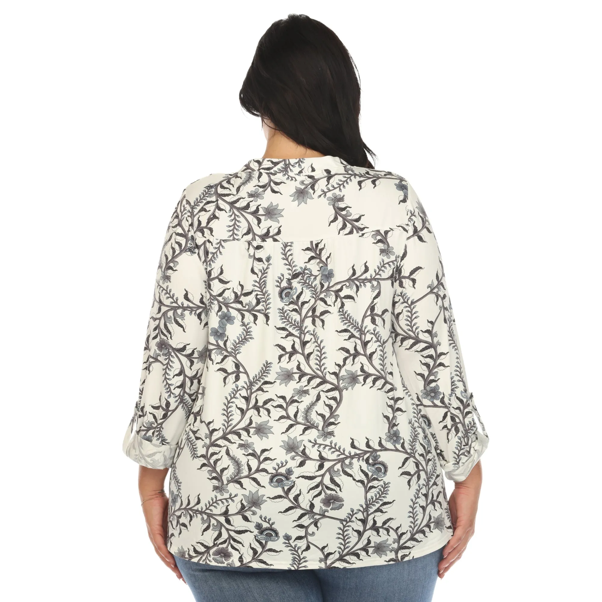 Women's Plus Size Paisley Button Front Tunic Top sold by White Mark product image thumbnail 3