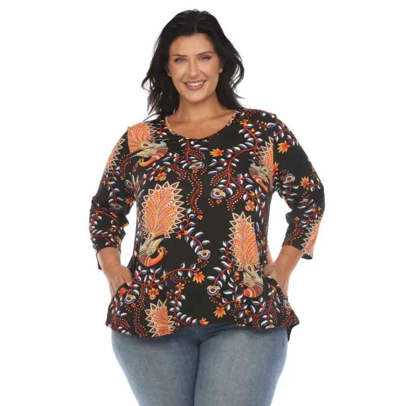 Women's Plus Size Vibrant Boho Swing Top sold by White Mark
