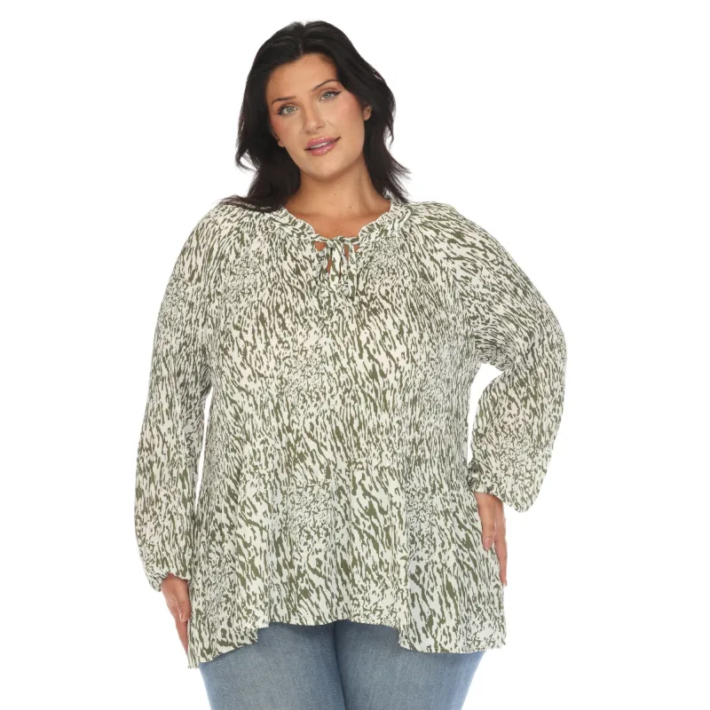 Women's Plus Size Printed Chiffon Blouse sold by White Mark