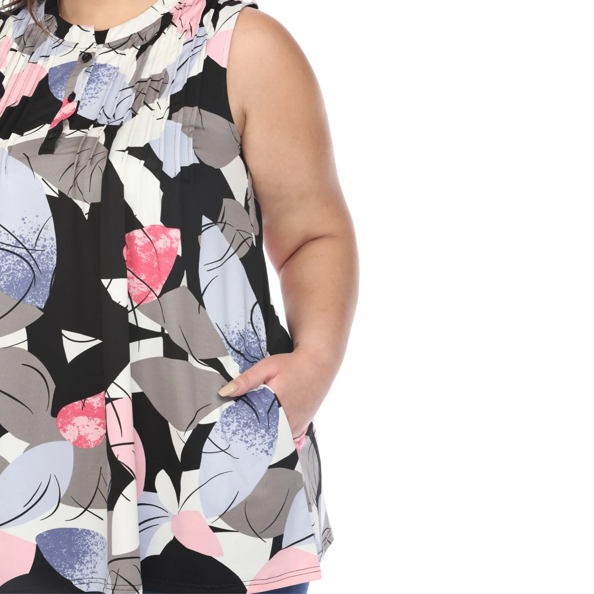 Women's Plus Size Pleated Front Sleeveless Tunic Top sold by White Mark product image thumbnail 4