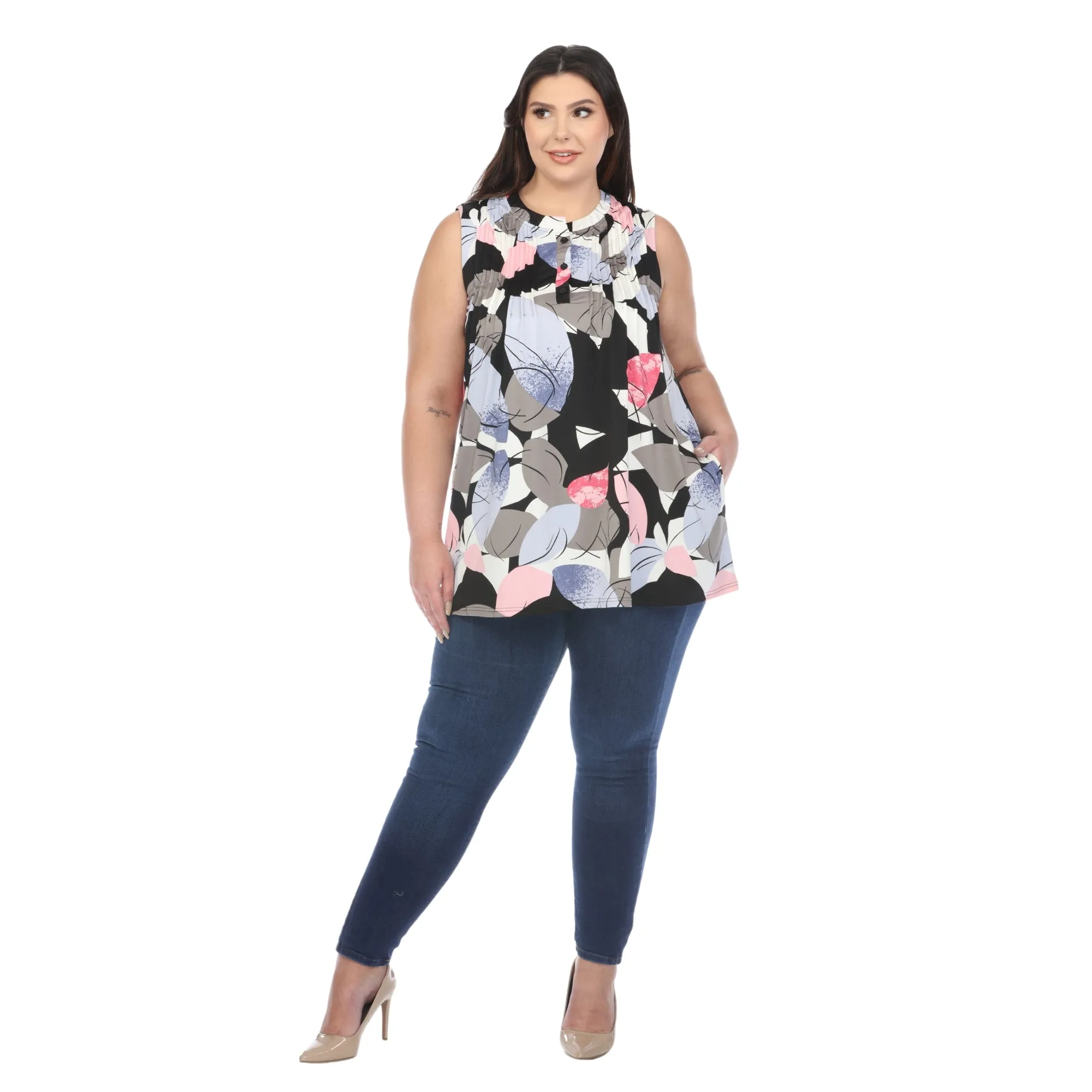 Women's Plus Size Pleated Front Sleeveless Tunic Top sold by White Mark product image thumbnail 5