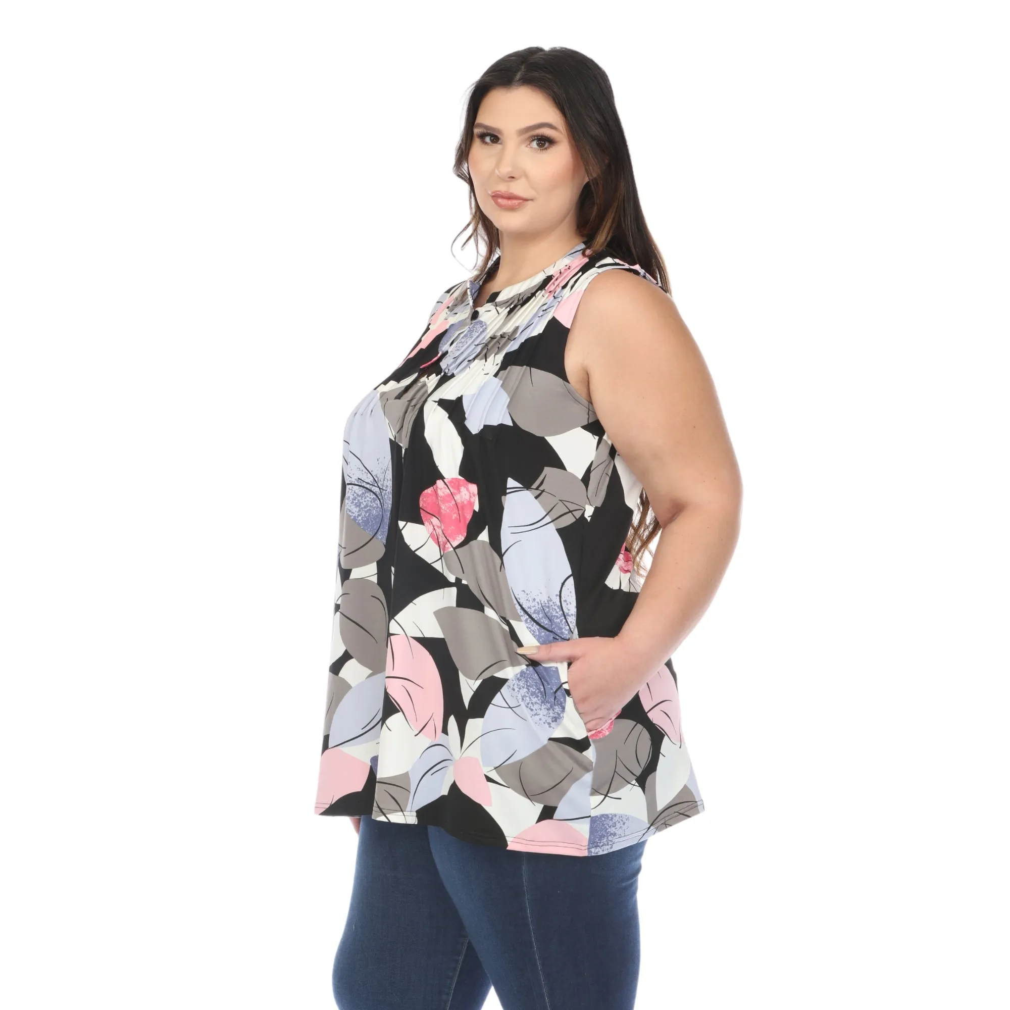 Women's Plus Size Pleated Front Sleeveless Tunic Top sold by White Mark product image thumbnail 2