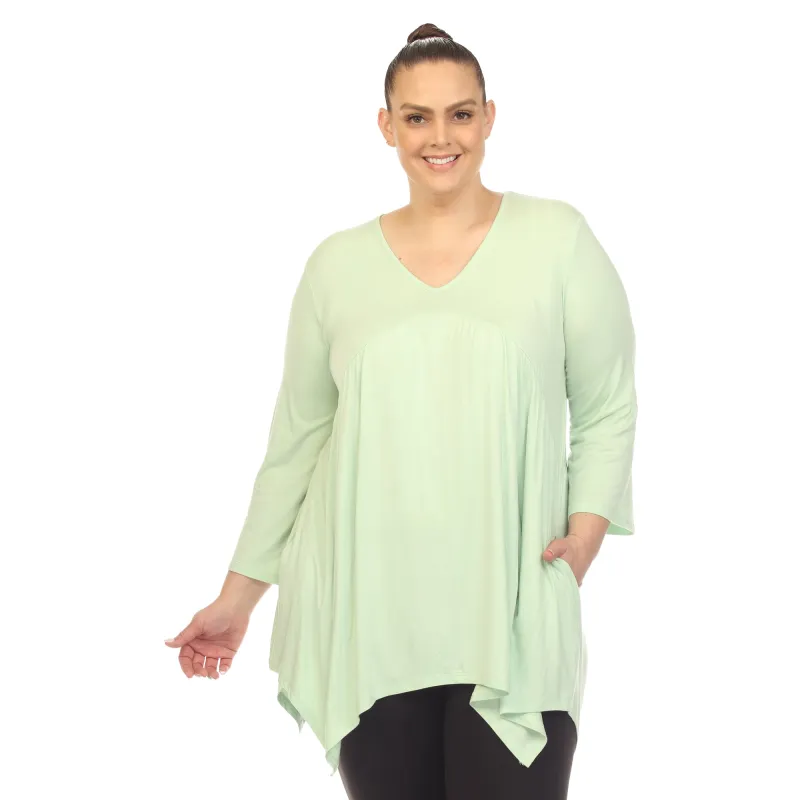 Women's Plus Size Empire Waist V-Neck Tunic Top made by White Mark