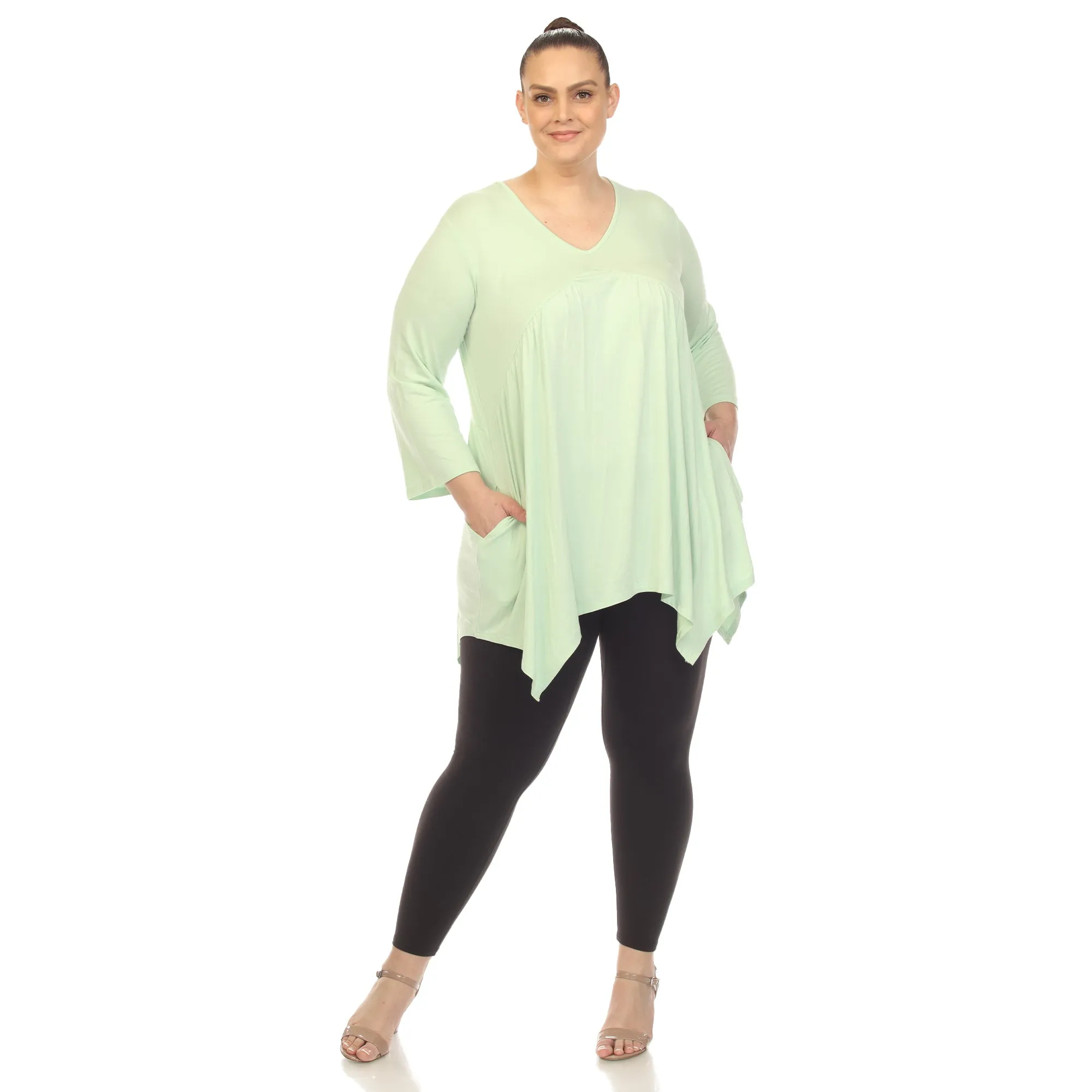 Women's Plus Size Empire Waist V-Neck Tunic Top sold by White Mark product image thumbnail 5