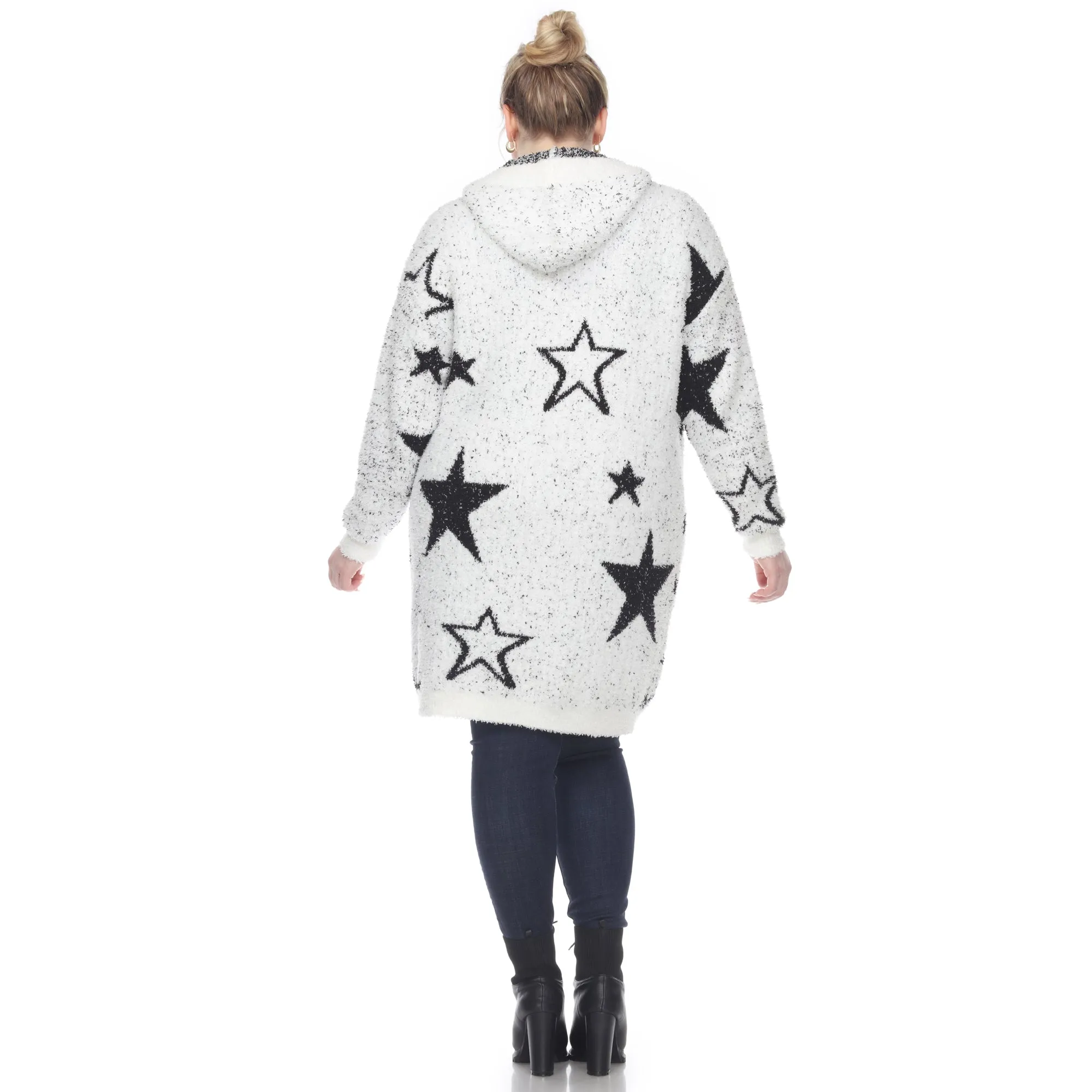 Women's Plus Hooded Open Front Sherpa Coat sold by White Mark product image thumbnail 4