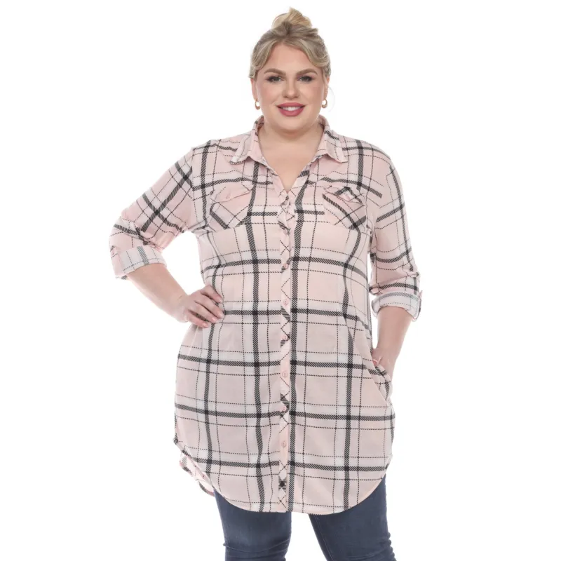Women's Plus Size Plaid Tunic Top made by White Mark
