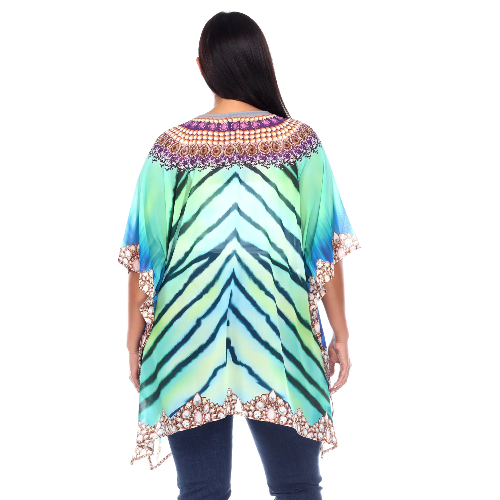 Women's Plus Size Short Caftan with Tie-up Neckline sold by White Mark product image thumbnail 3