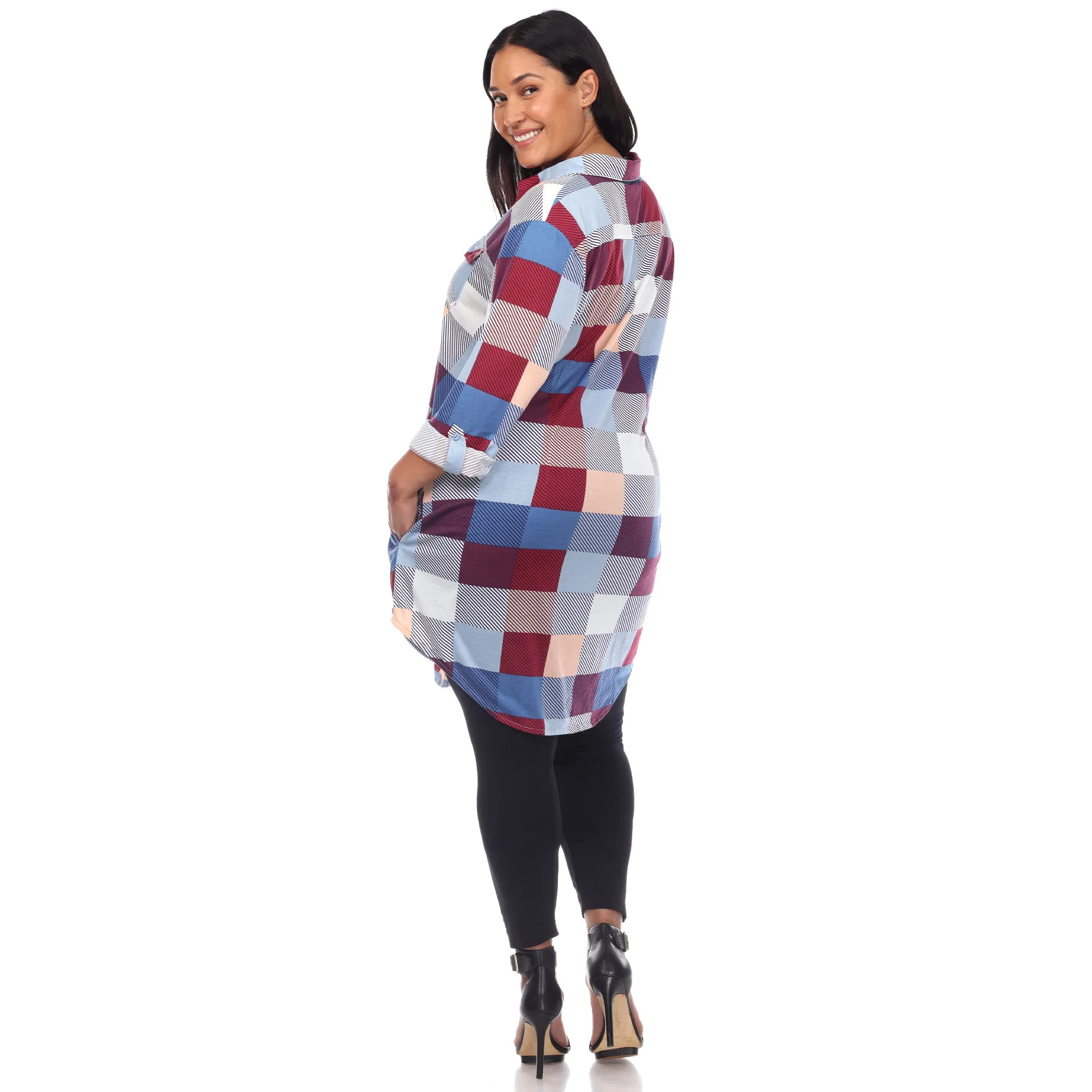 Women's Plus Size Plaid Tunic Shirt sold by White Mark product image thumbnail 2