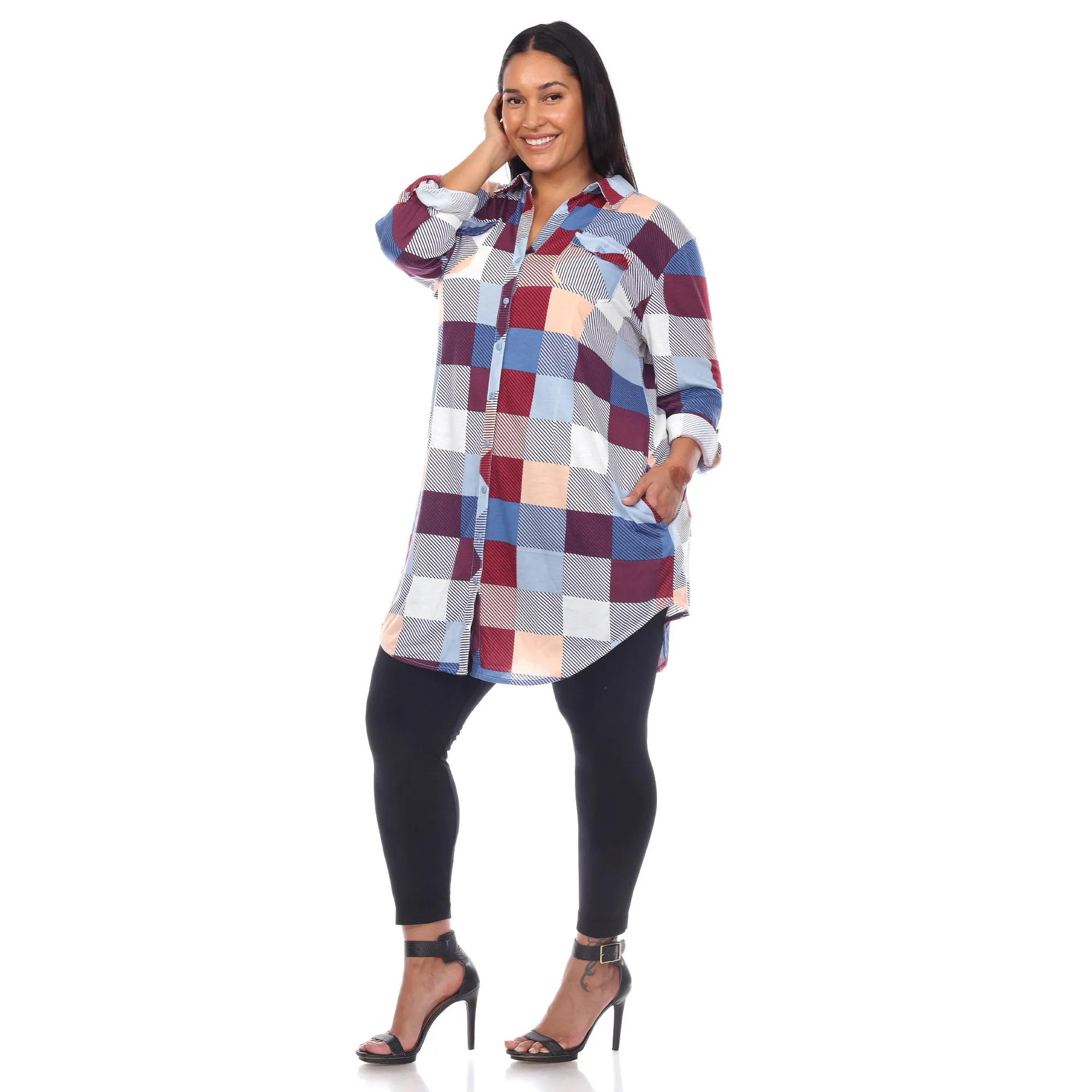 Women's Plus Size Plaid Tunic Shirt sold by White Mark product image thumbnail 5