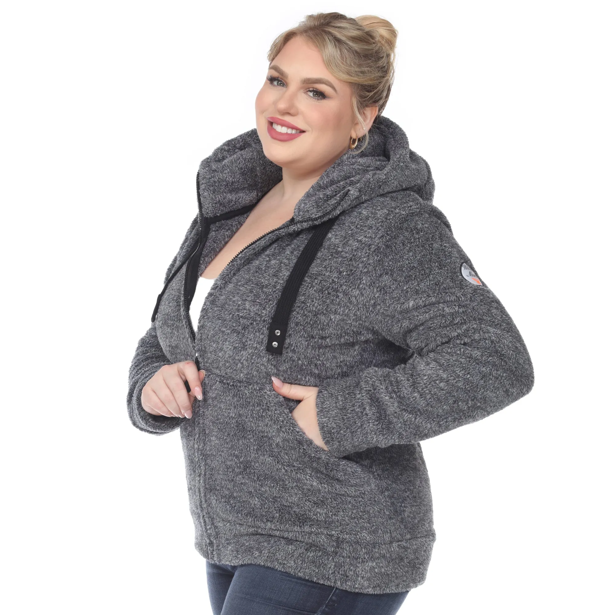 Women's Plus Size Hooded Sherpa Jacket sold by White Mark product image thumbnail 2
