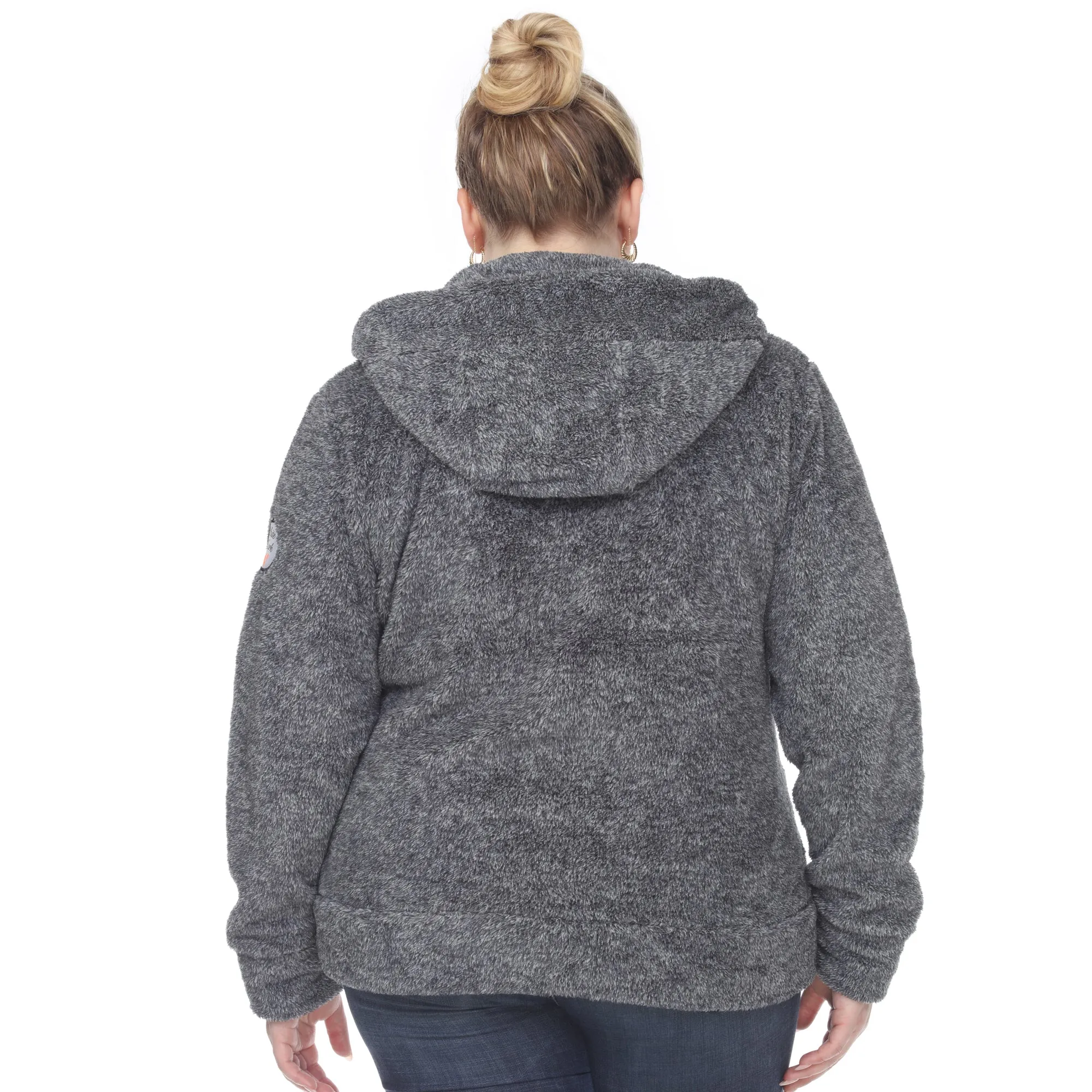 Women's Plus Size Hooded Sherpa Jacket sold by White Mark product image thumbnail 3