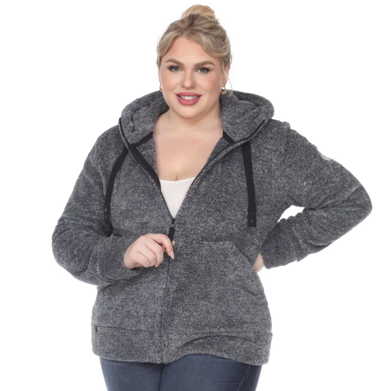 Women's Plus Size Hooded Sherpa Jacket made by White Mark