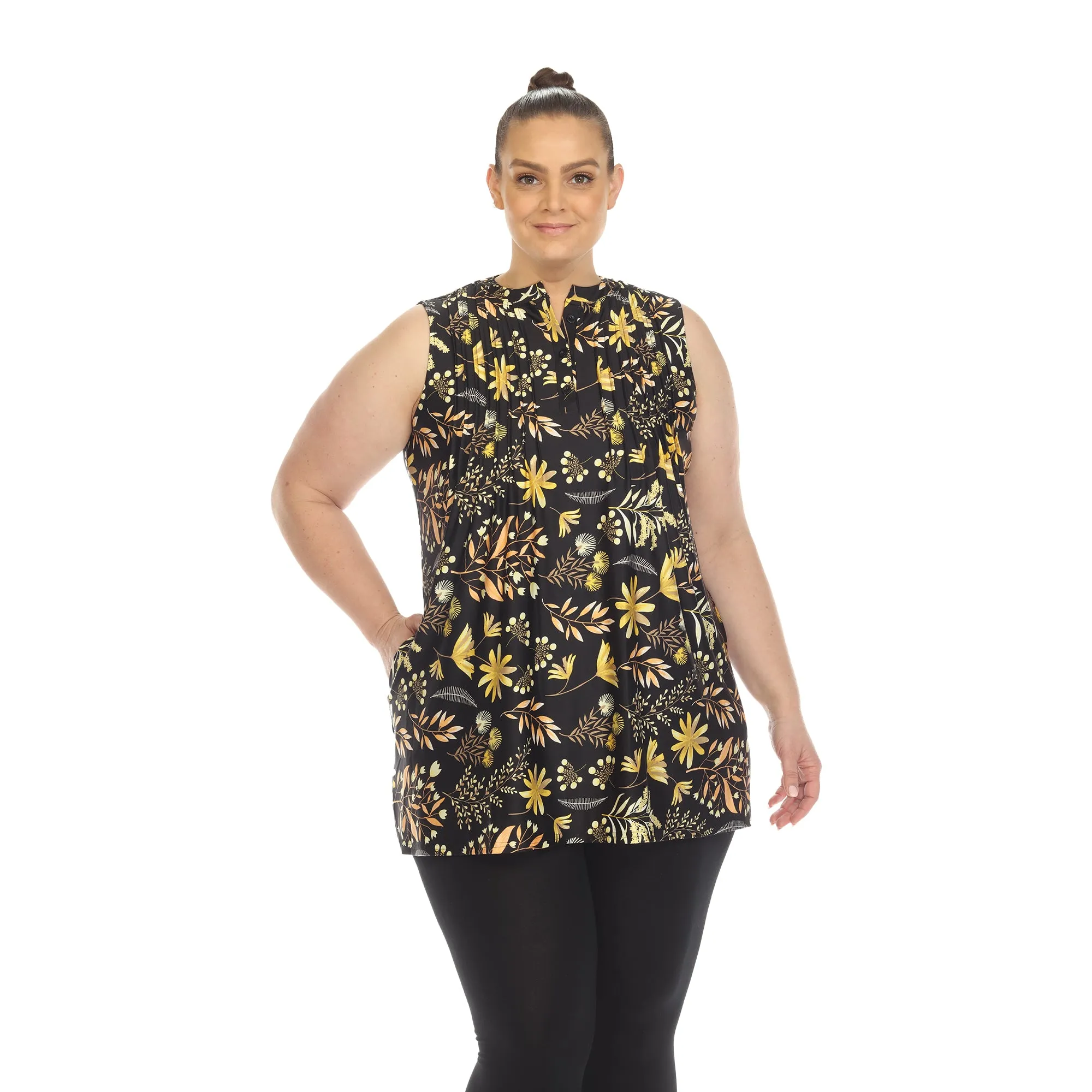 Women's Plus Size Floral Sleeveless Tunic Top sold by White Mark product image thumbnail 4