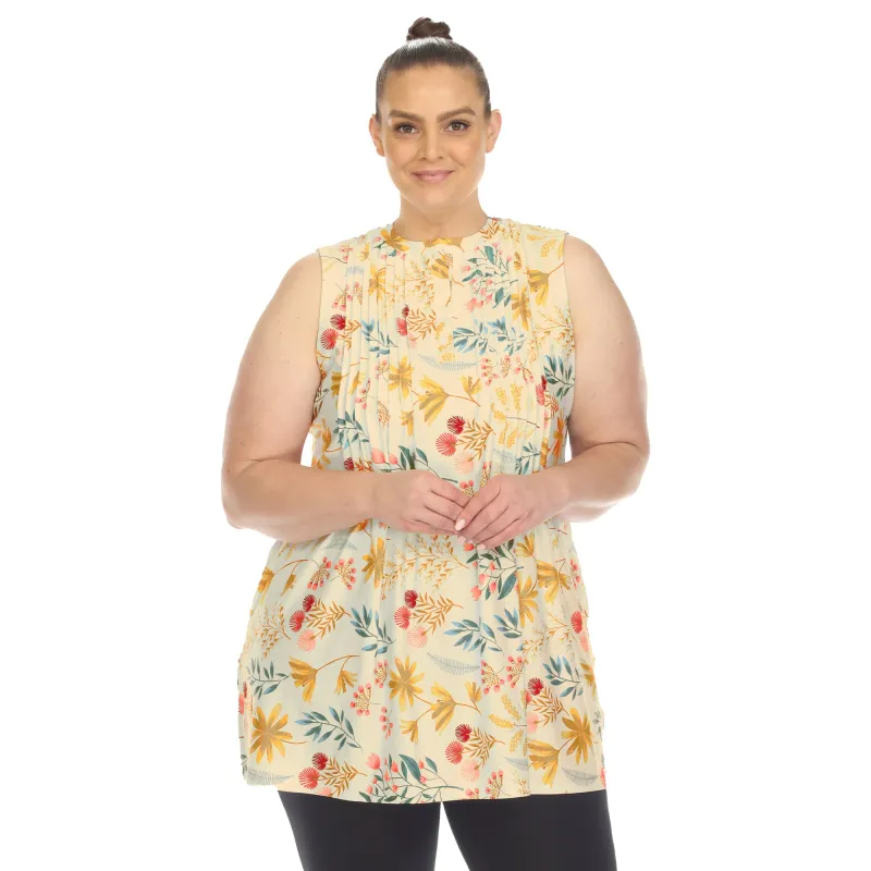 Women's Plus Size Floral Sleeveless Tunic Top made by White Mark