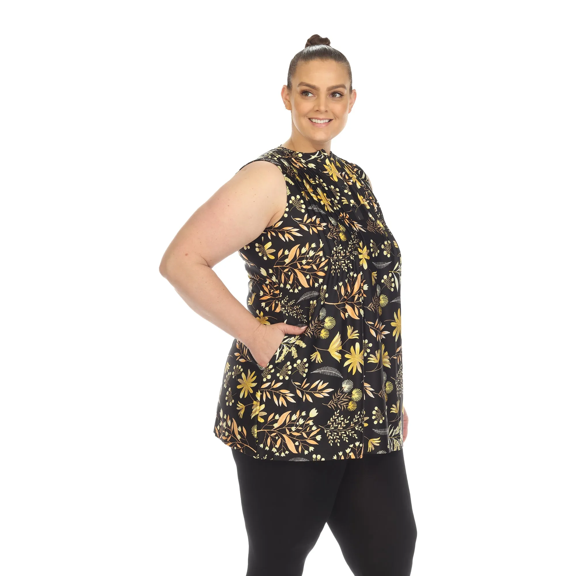 Women's Plus Size Floral Sleeveless Tunic Top sold by White Mark product image thumbnail 5