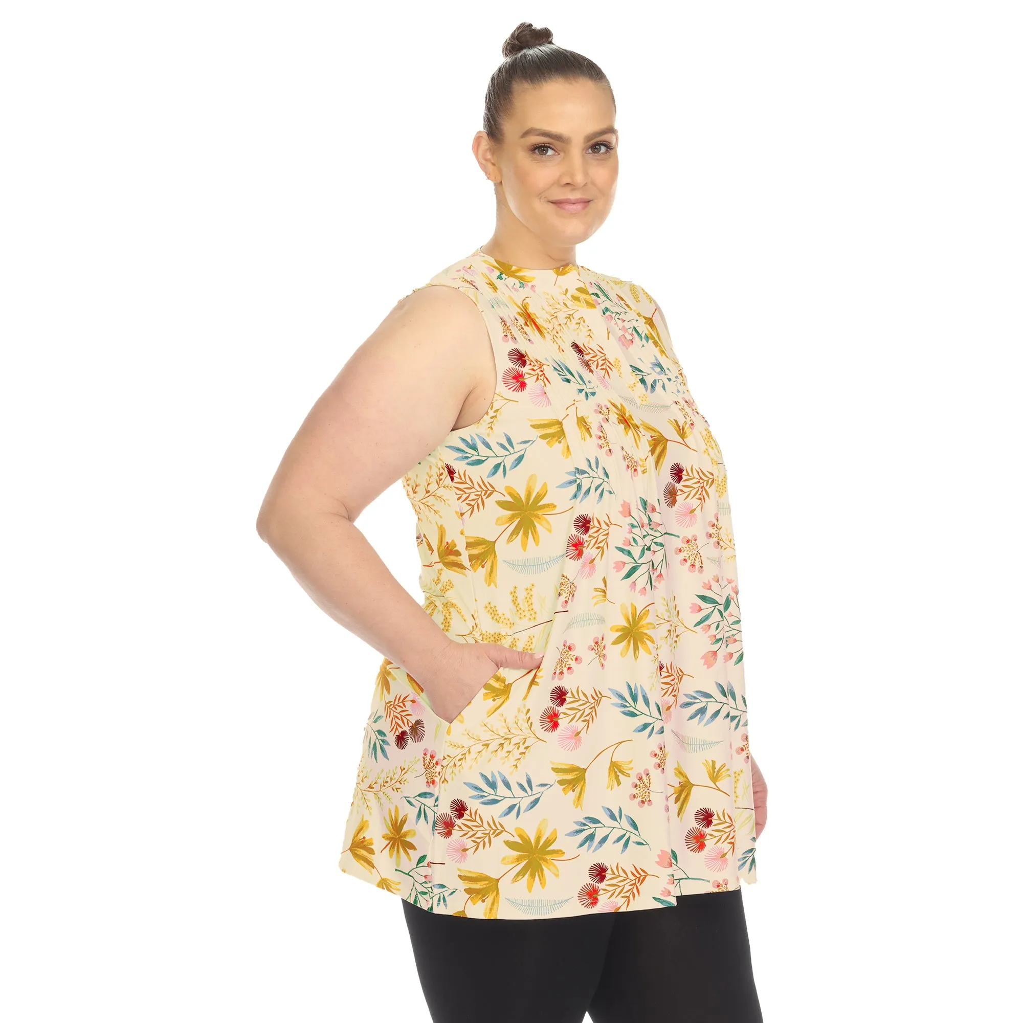 Women's Plus Size Floral Sleeveless Tunic Top sold by White Mark product image thumbnail 3