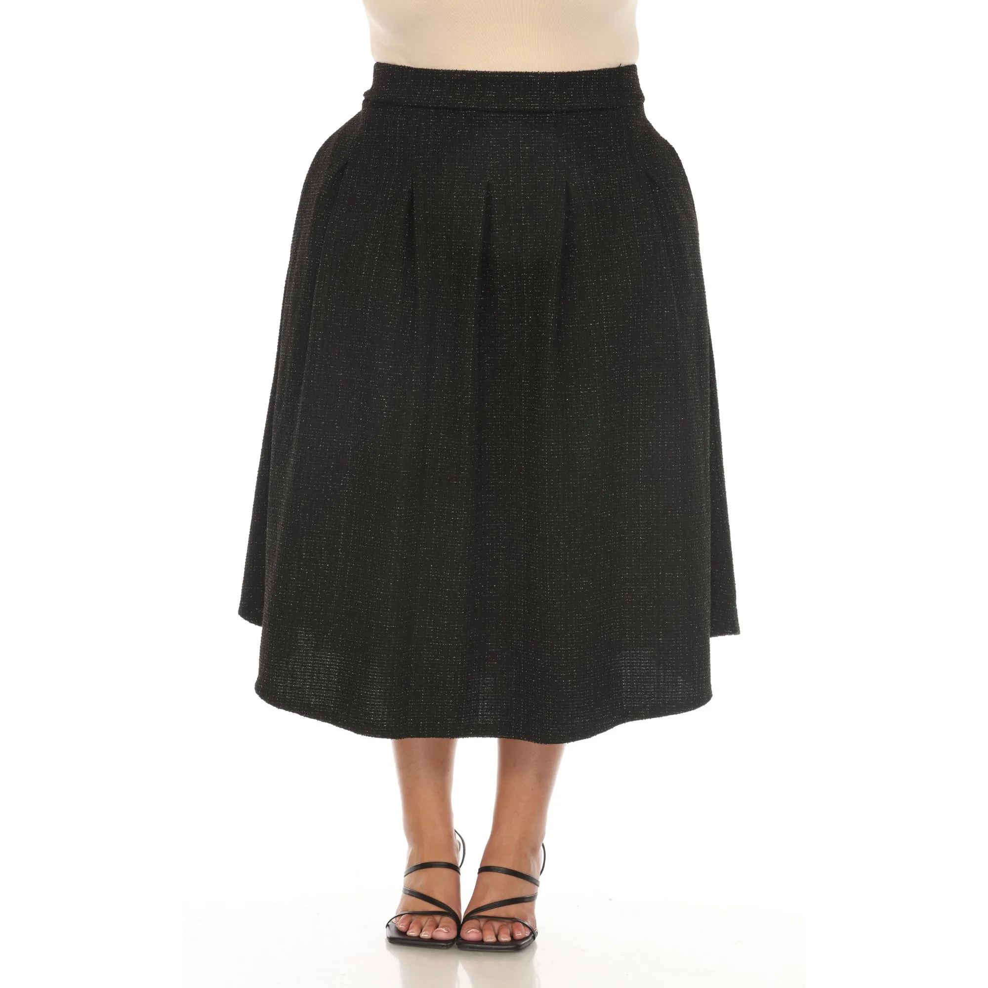 Plus Size Flared Tweed Skirt sold by White Mark