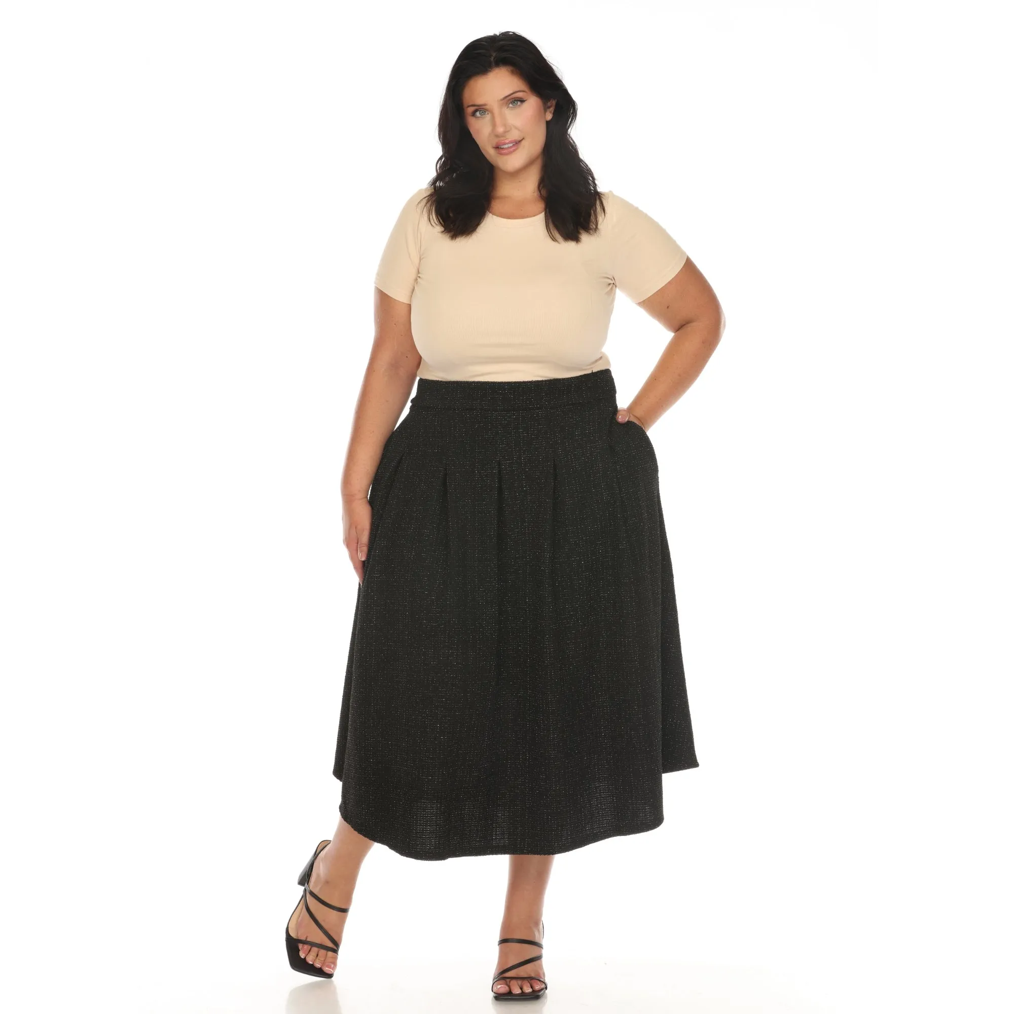 Plus Size Flared Tweed Skirt sold by White Mark product image thumbnail 5