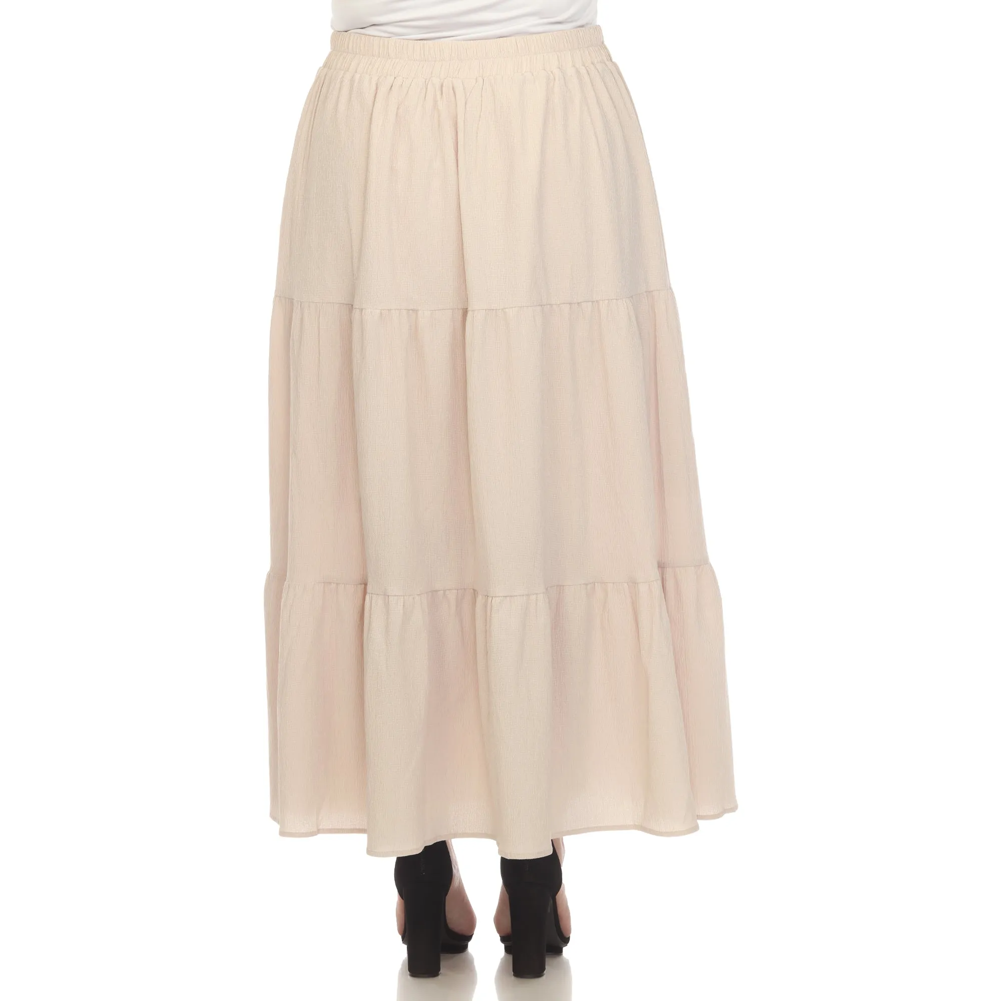 Plus Size Pleated Tiered Maxi Skirt sold by White Mark product image thumbnail 3