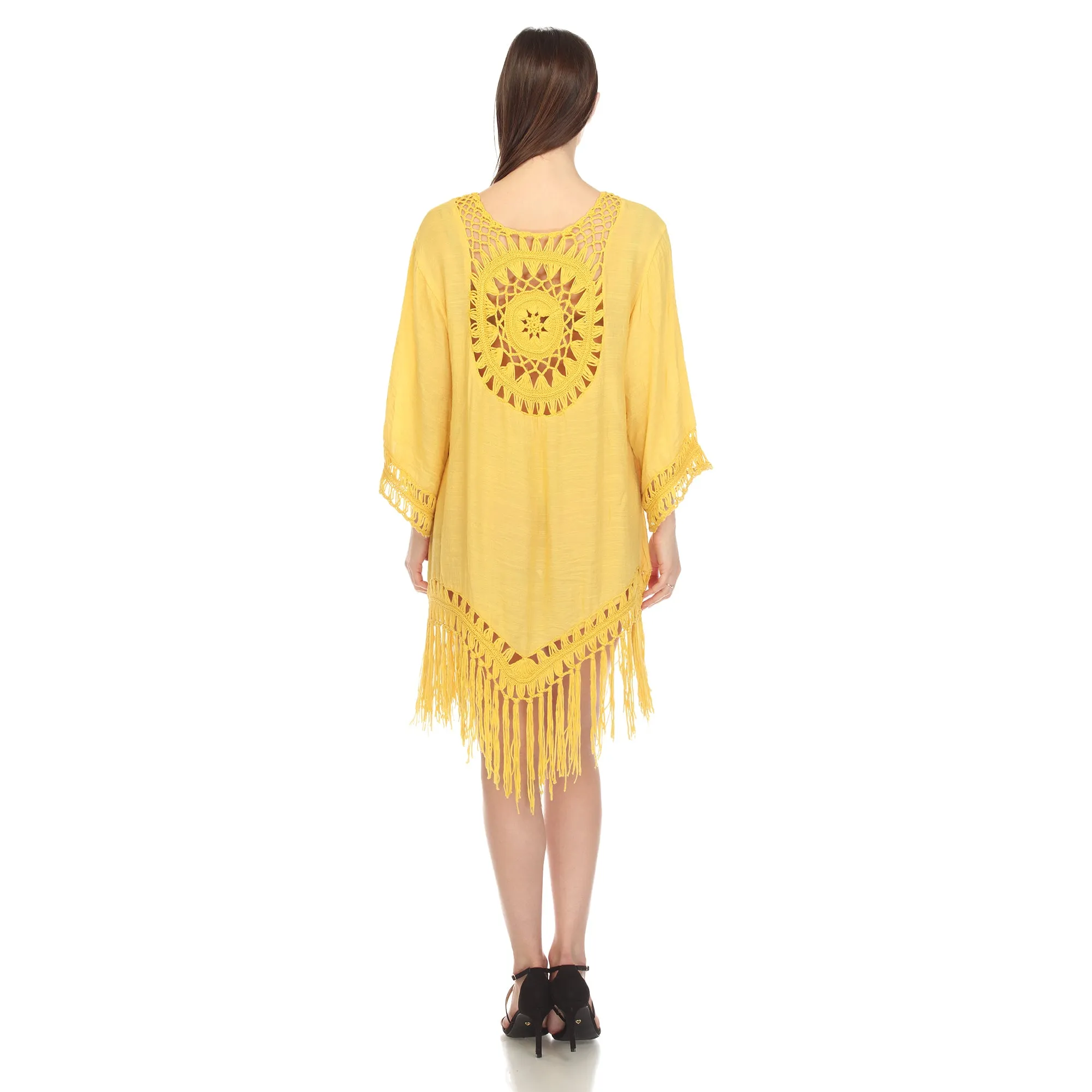 Women's Crocheted Fringed Trim Dress Cover Up sold by White Mark product image thumbnail 3