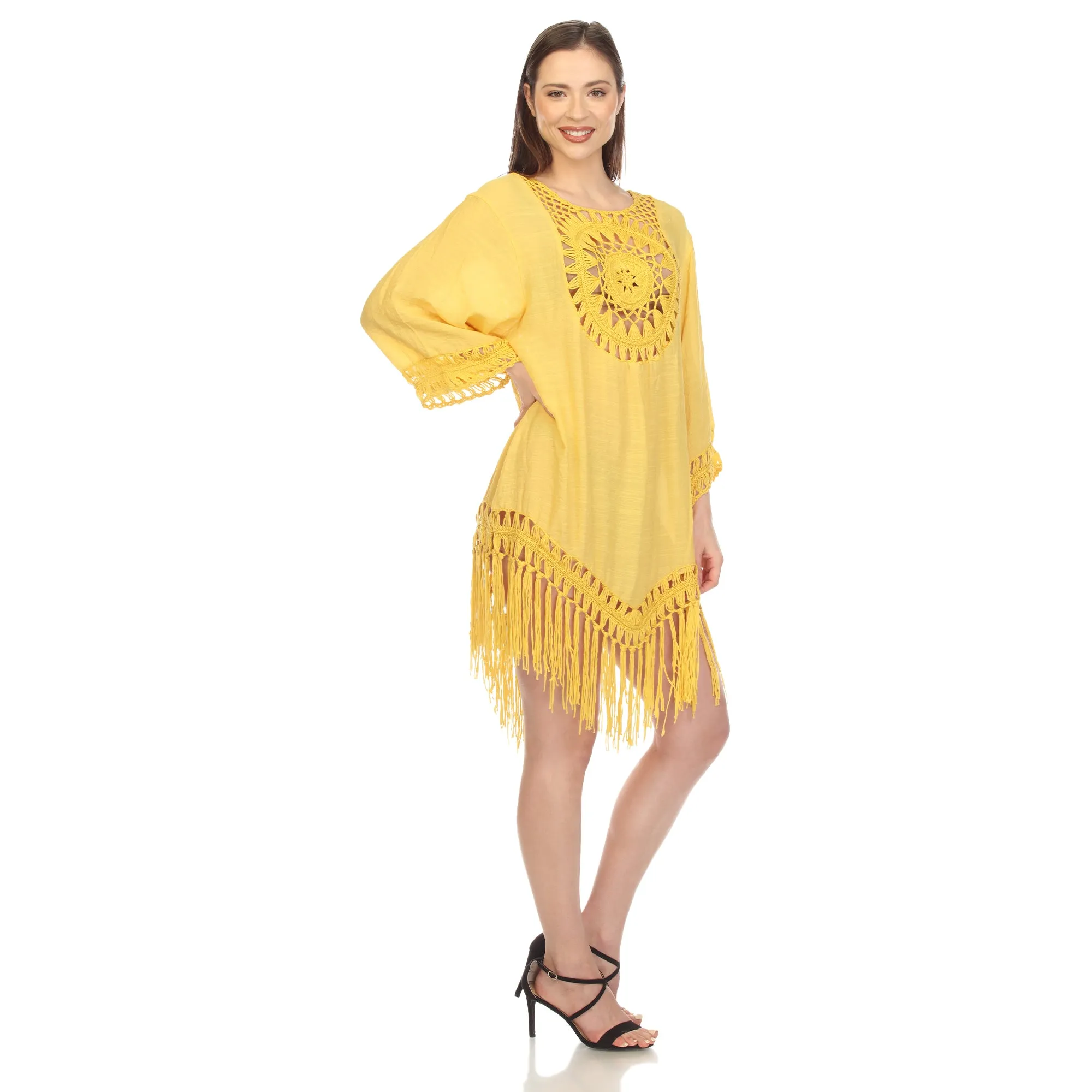 Women's Crocheted Fringed Trim Dress Cover Up sold by White Mark product image thumbnail 2