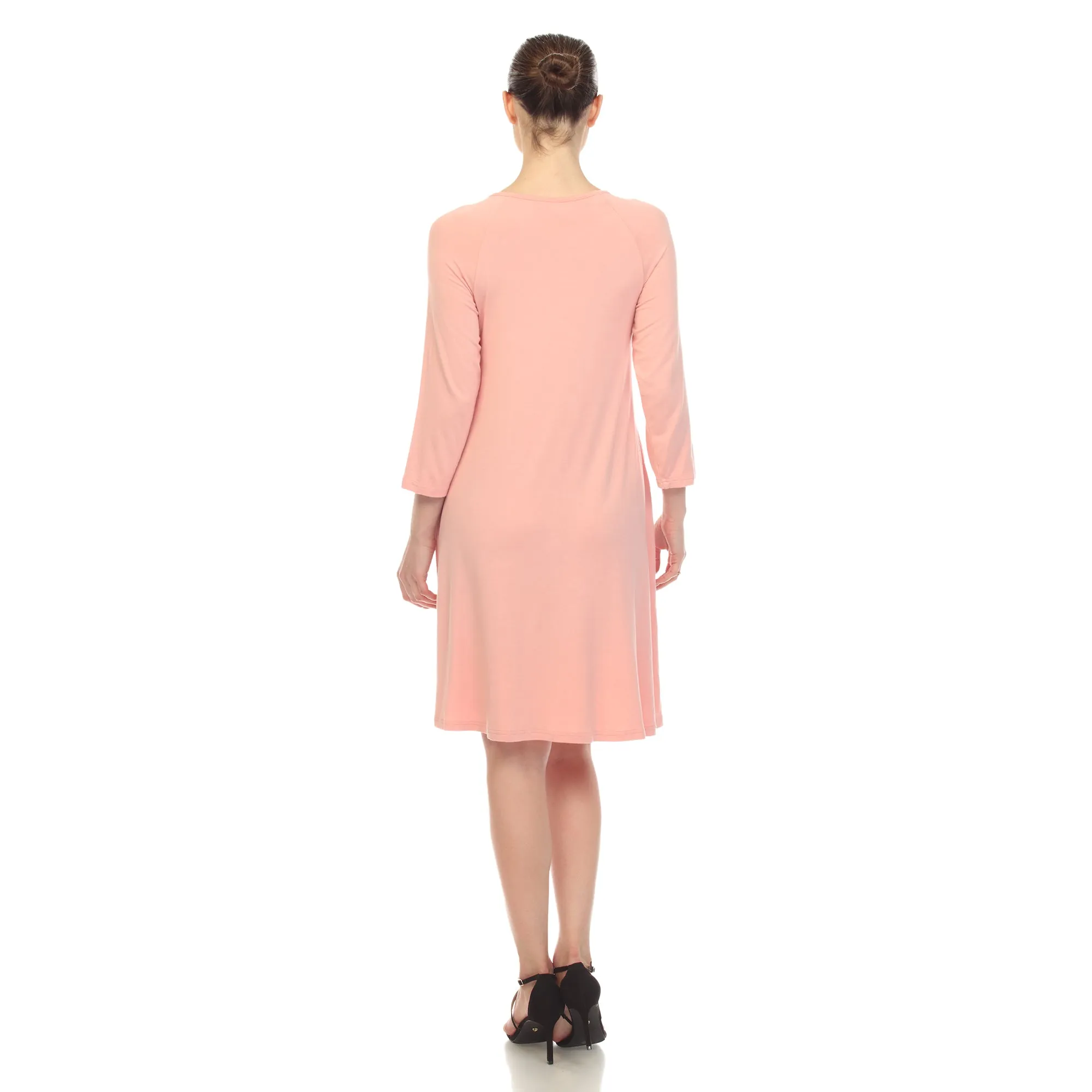 Women's Criss Cross Neckline Swing Midi Dress sold by White Mark product image thumbnail 3