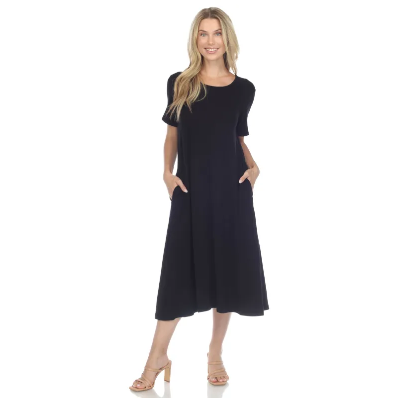 Women's Short Sleeve Midi Dress sold by White Mark