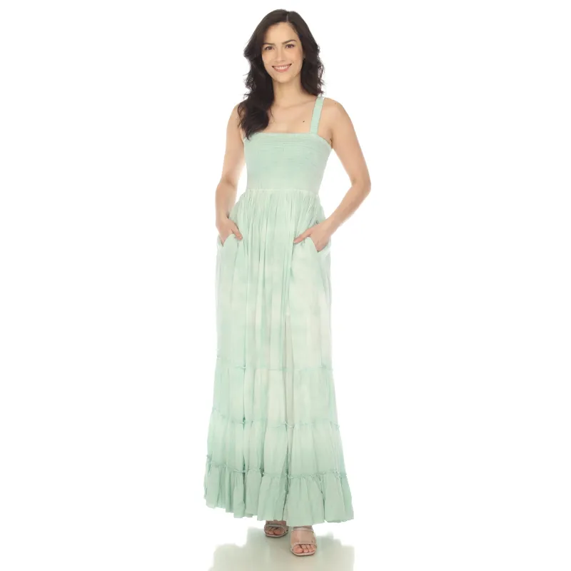 Women's Smocked Ruffle Maxi Dress sold by White Mark