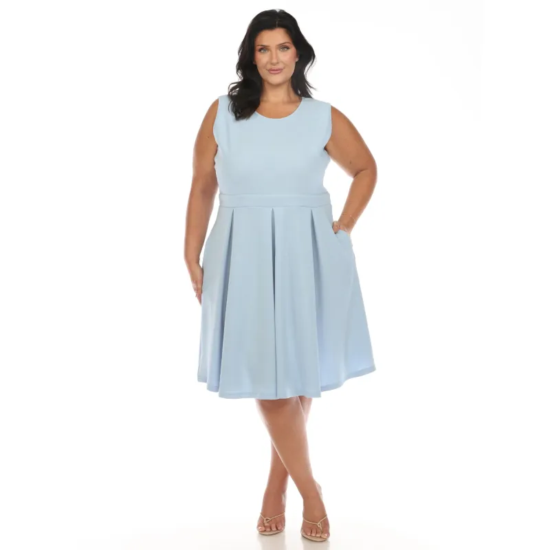 Women's Plus Size Solid Fit and Flare Dress sold by White Mark