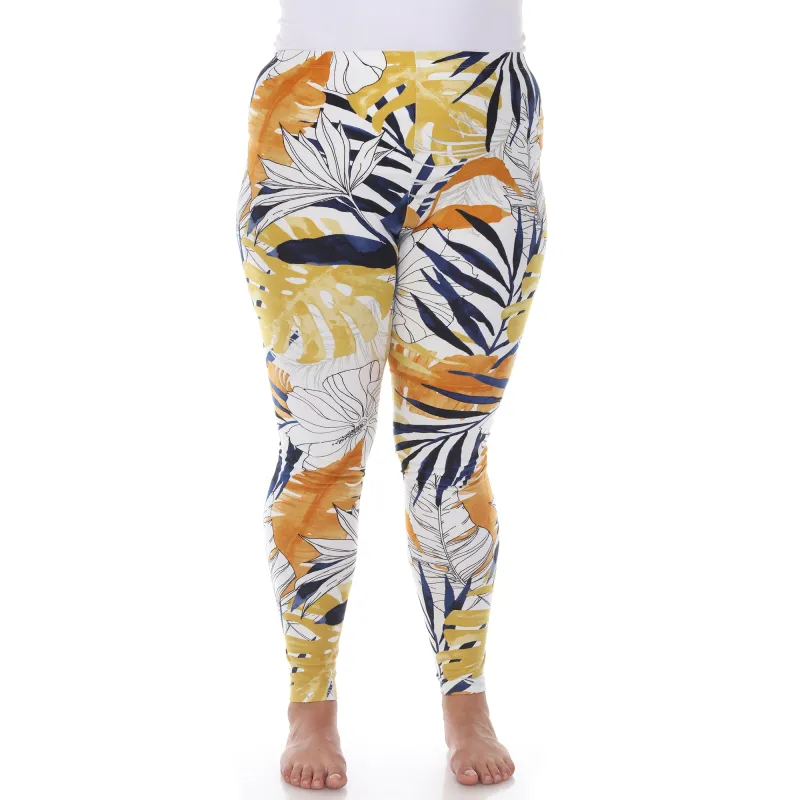 Plus Size Super Soft Tropical Printed Leggings sold by White Mark