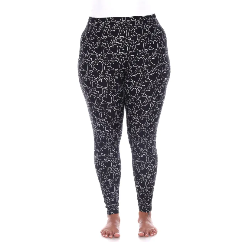 Plus Size Super Soft Heart Printed Leggings sold by White Mark