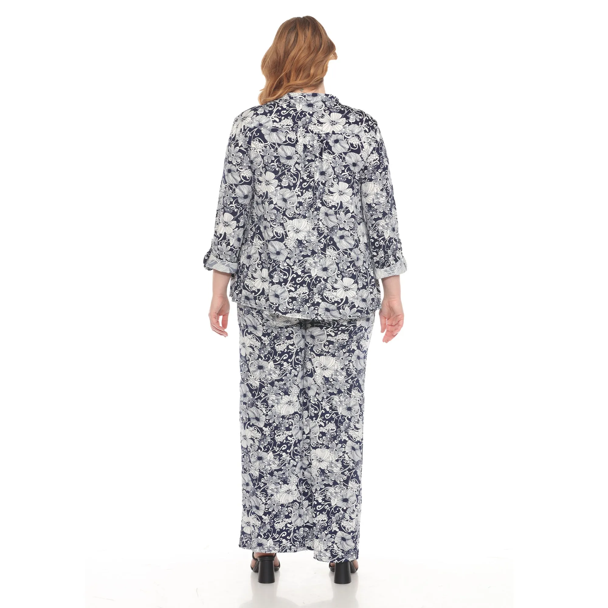 Plus Size 2-Piece Floral Print Tunic and Pant Set sold by White Mark product image thumbnail 4