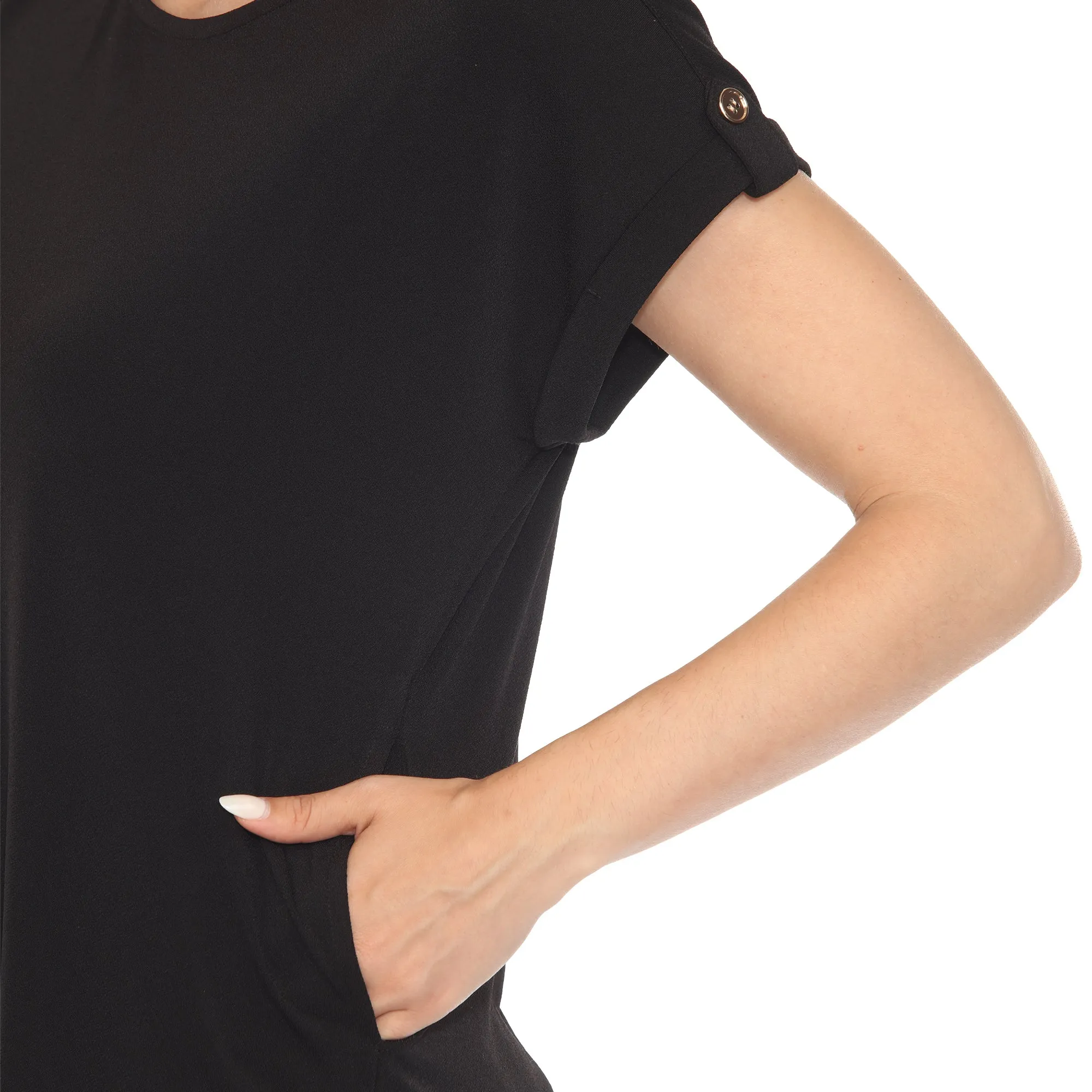 Women's Folded Short Sleeve Solid Top sold by White Mark product image thumbnail 4