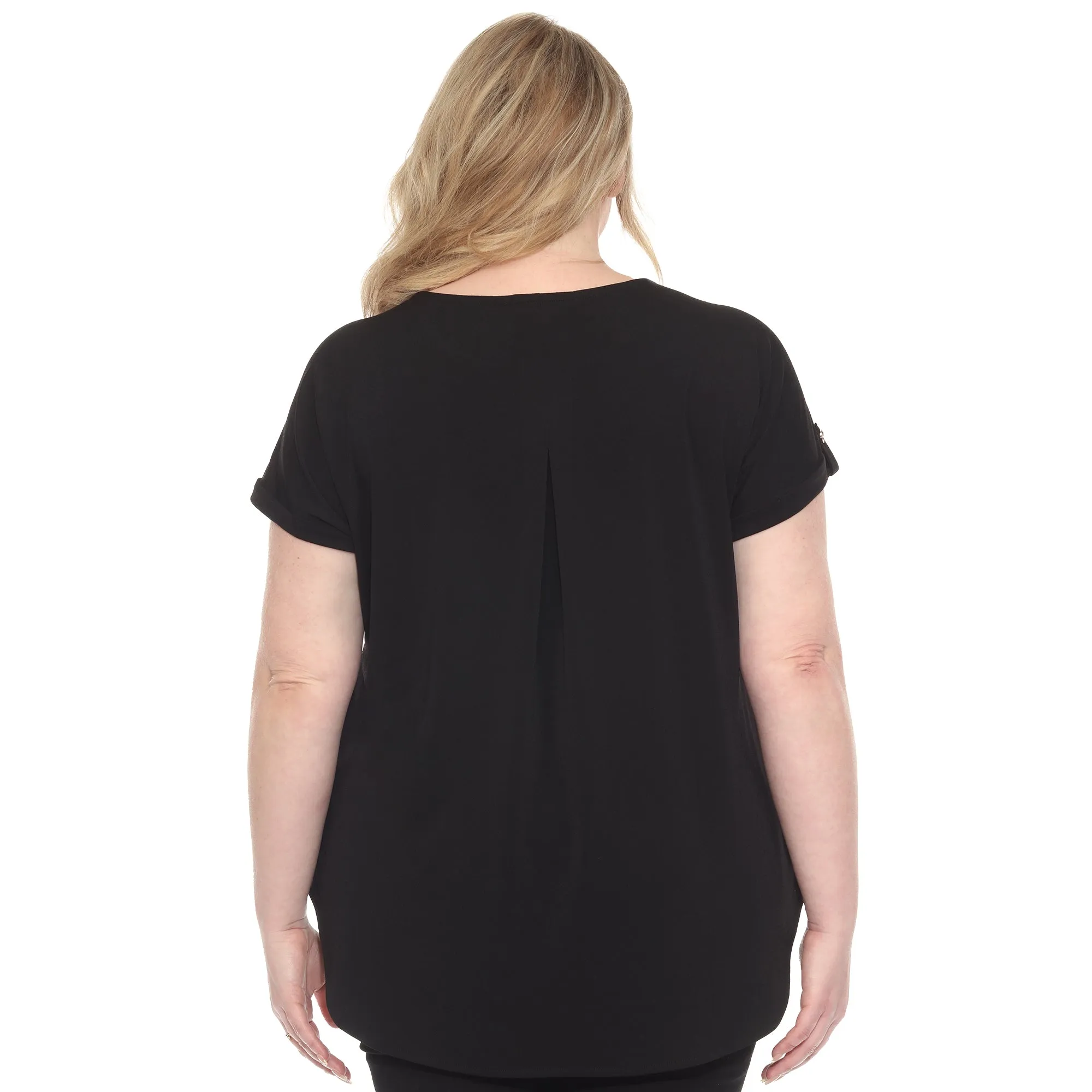 Plus Size Folded Short Sleeve Solid Top sold by White Mark product image thumbnail 4