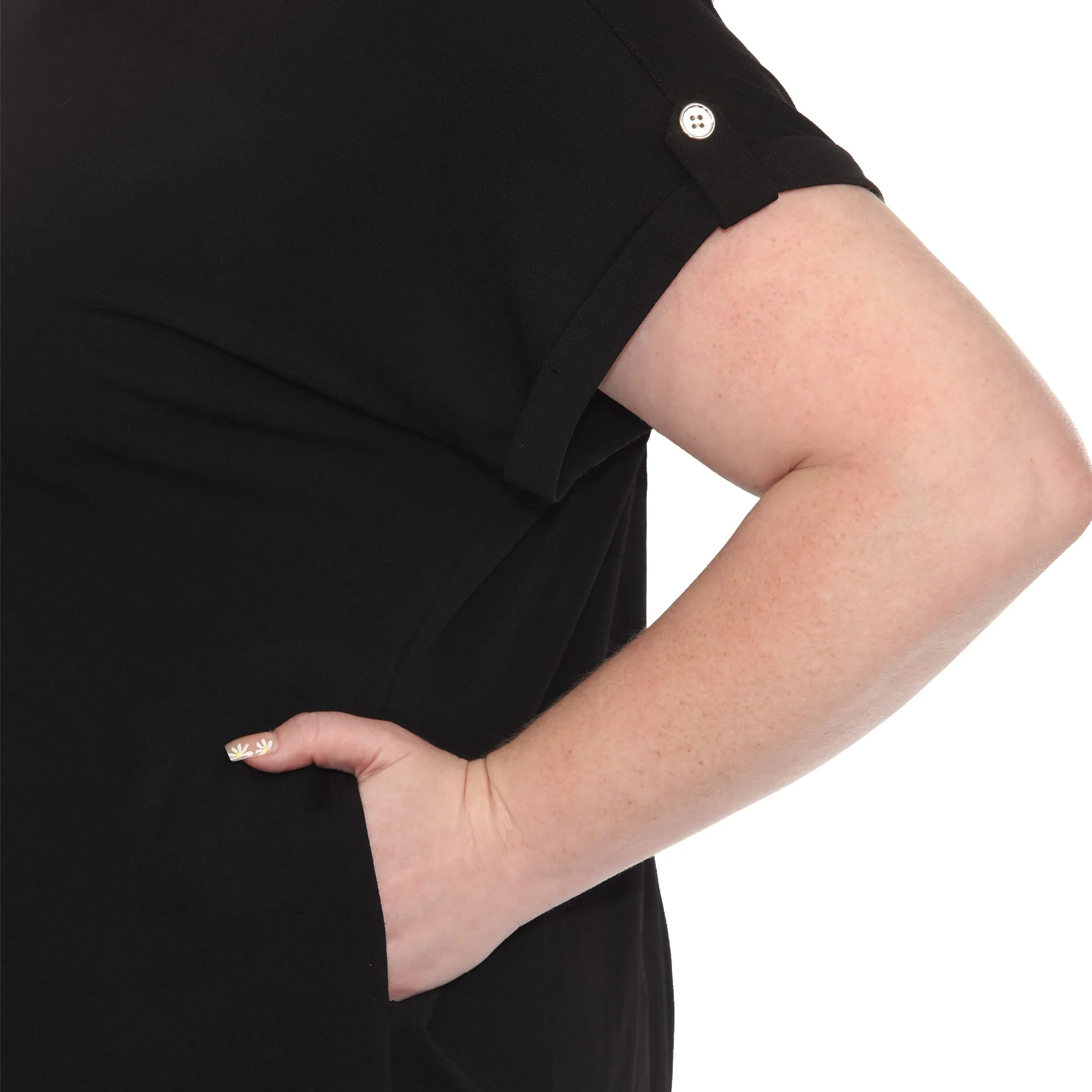 Plus Size Folded Short Sleeve Solid Top sold by White Mark product image thumbnail 5